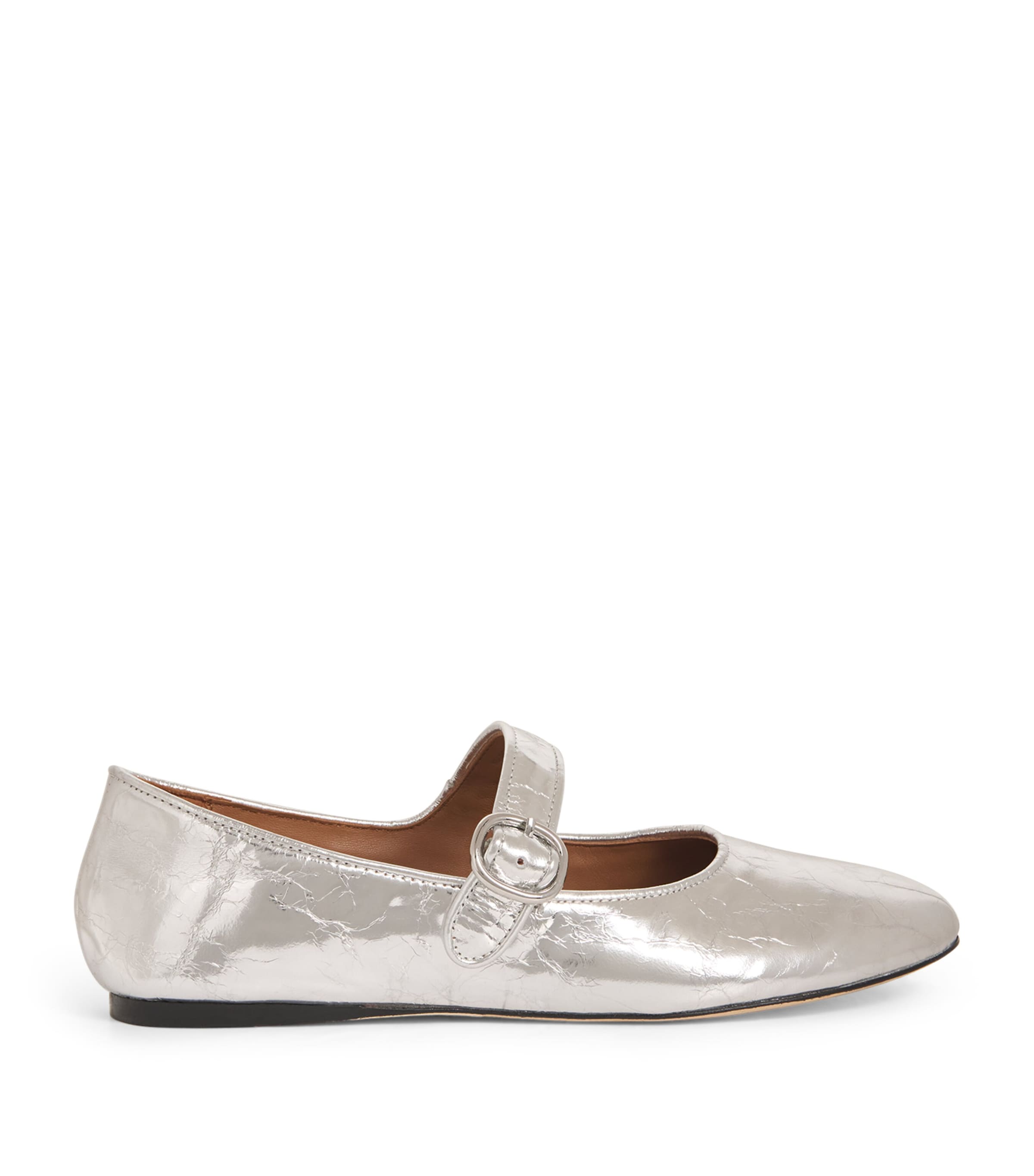 Sandro Leather Ballet Flats In Black