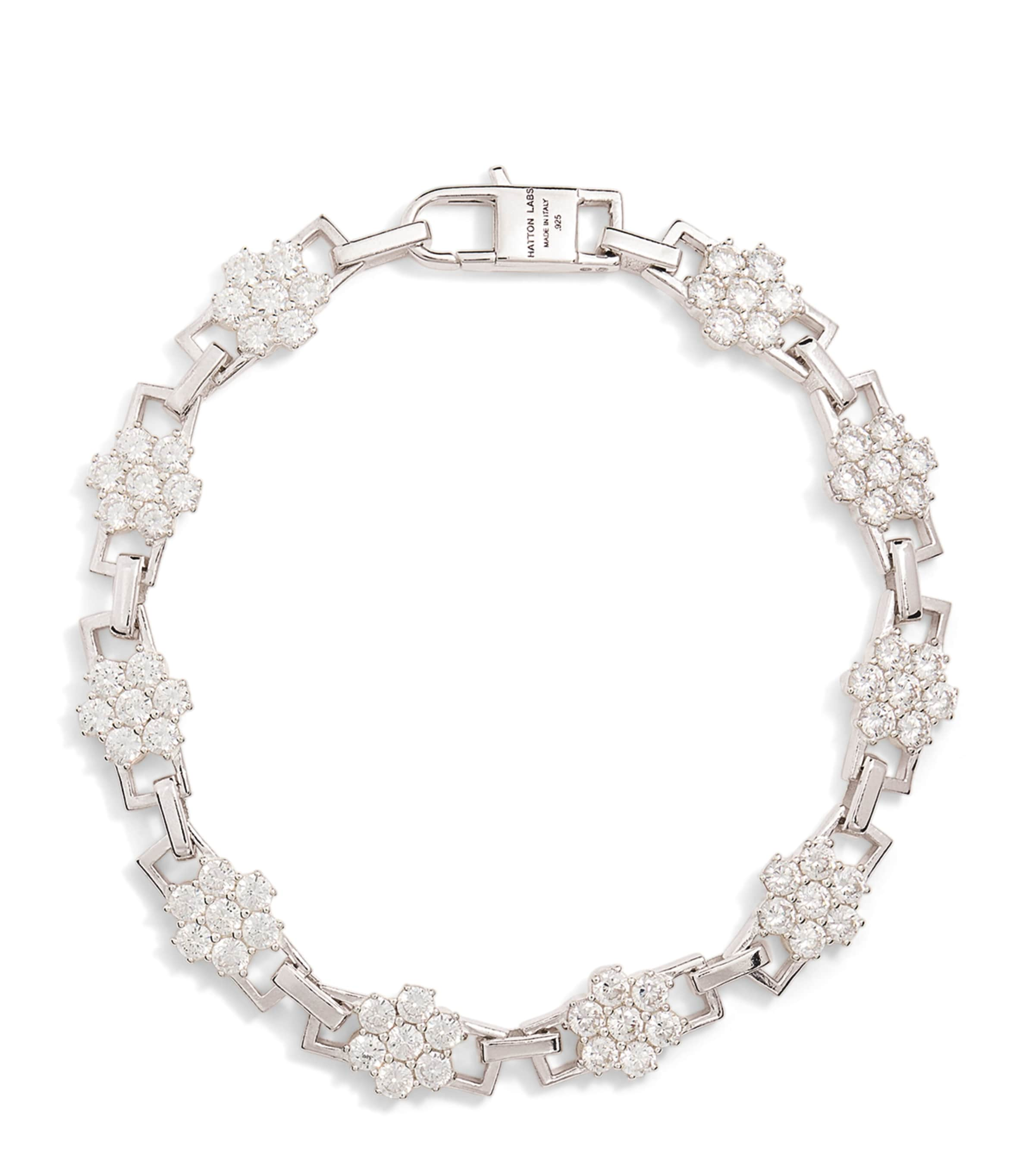 HATTON LABS STERLING SILVER DAISY TENNIS BRACELET 