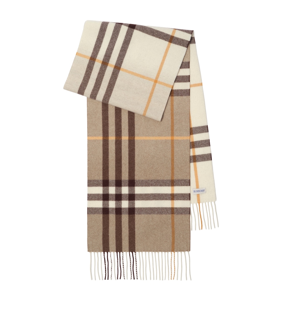 Burberry Cashmere Gradient Check Scarf Vole Beige Image 1