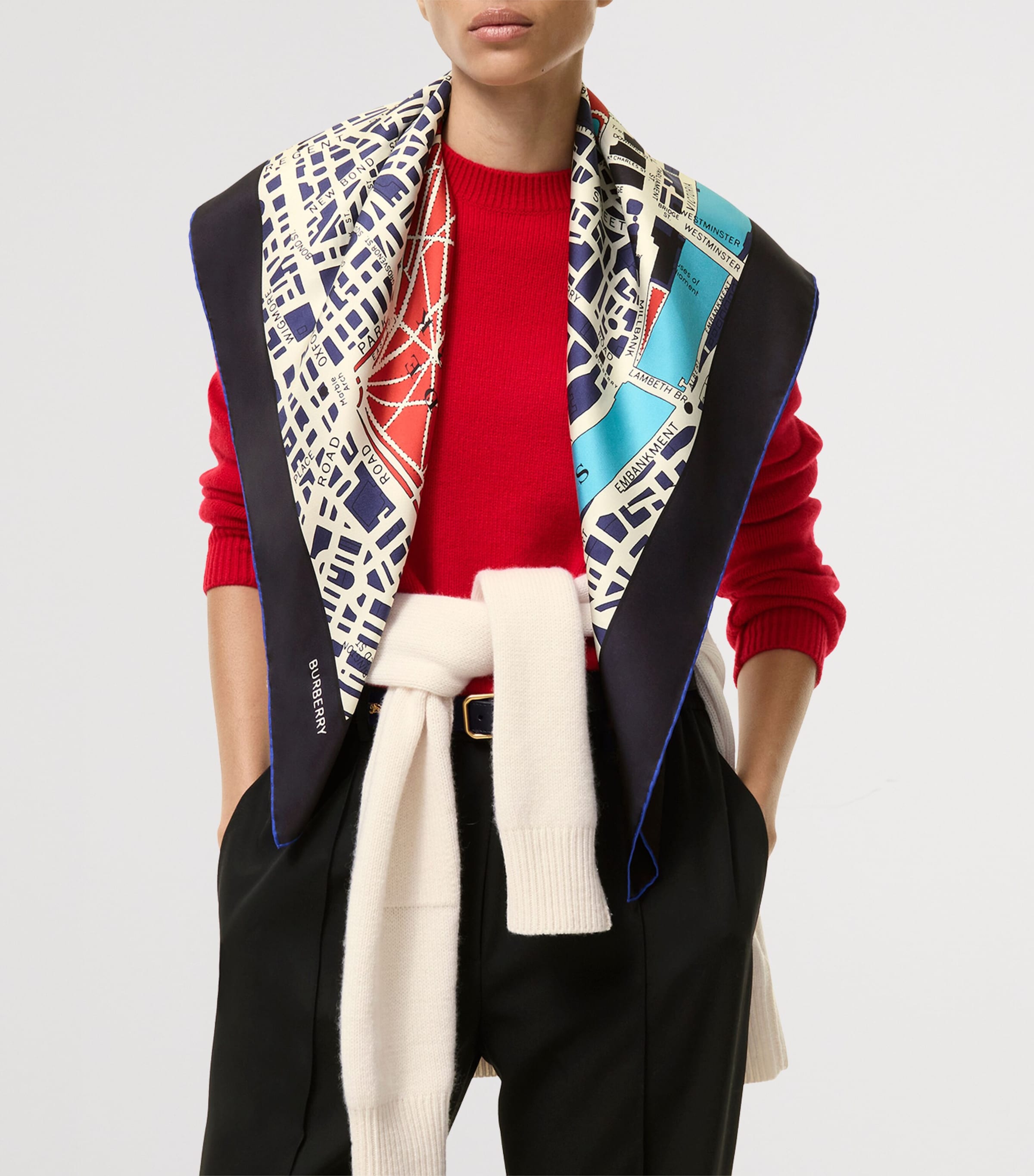 Burberry Purple Silk London Map Scarf | Harrods US