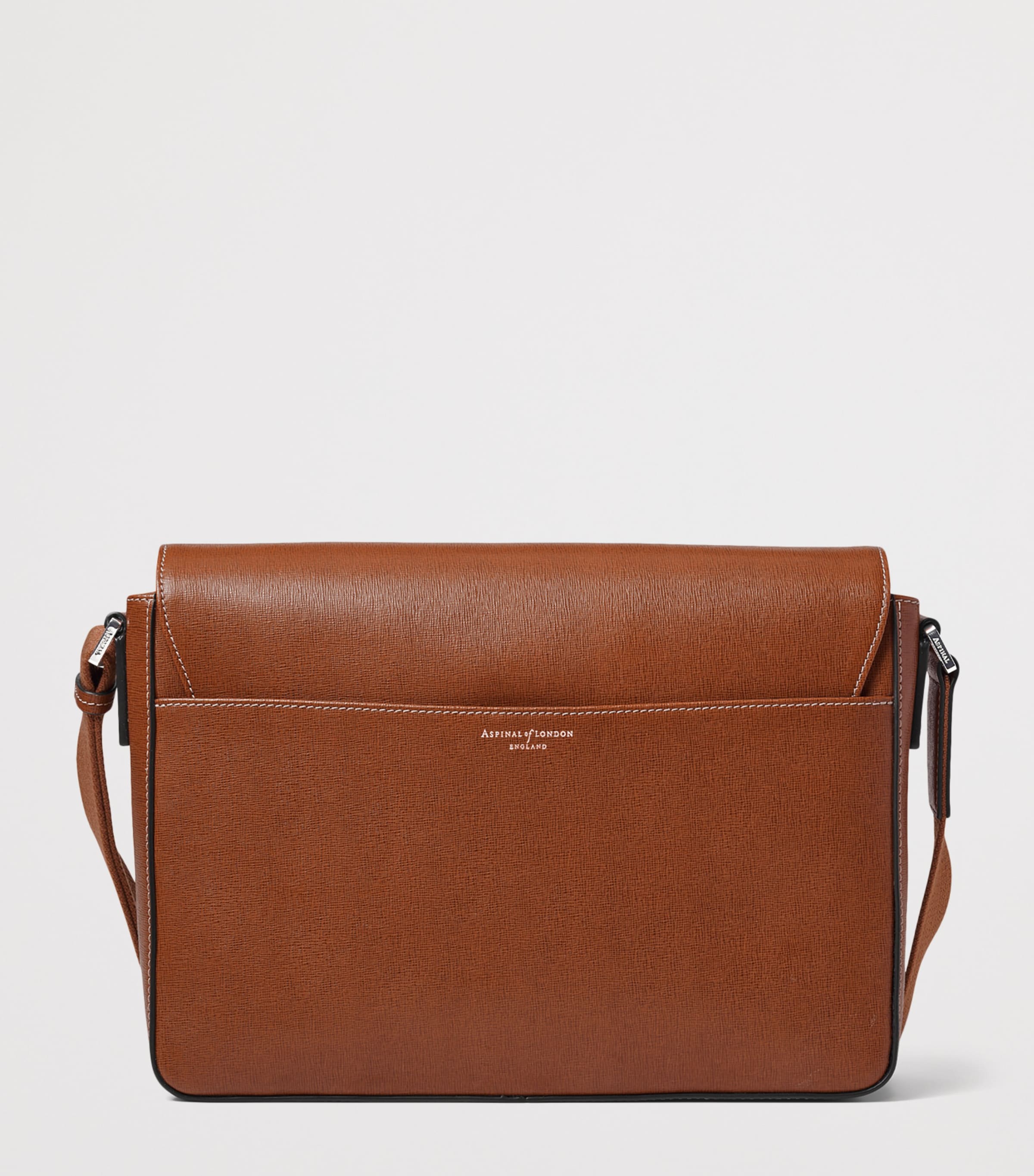 Aspinal Of London Leather Reporter Messenger Bag Chestnut Image 3