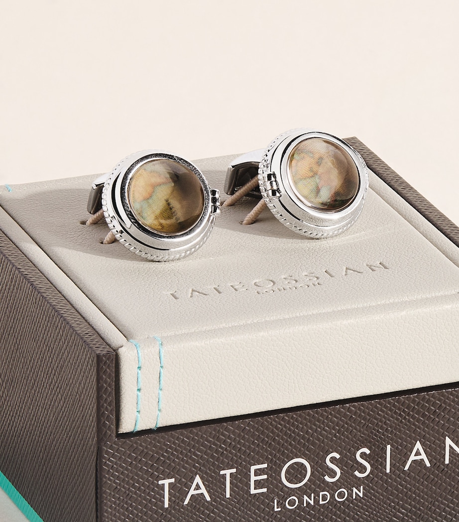 Tateossian Vintage World Porthole Cufflinks Silver Colour Image 3