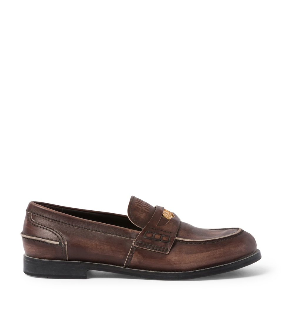 Leather Vintage-Effect Loafers