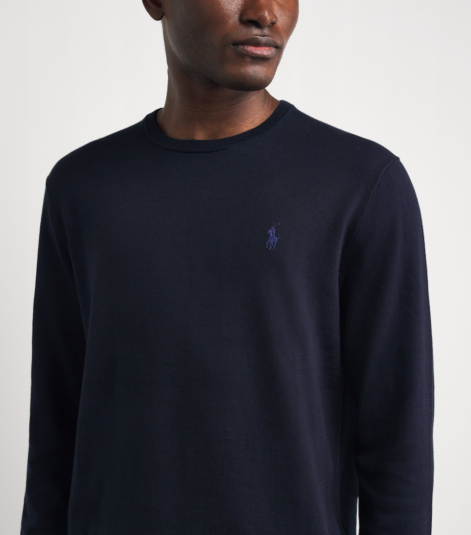 Polo Ralph Lauren Mens Pima Cotton Polo Pony Sweater Hunter Navy Image 3