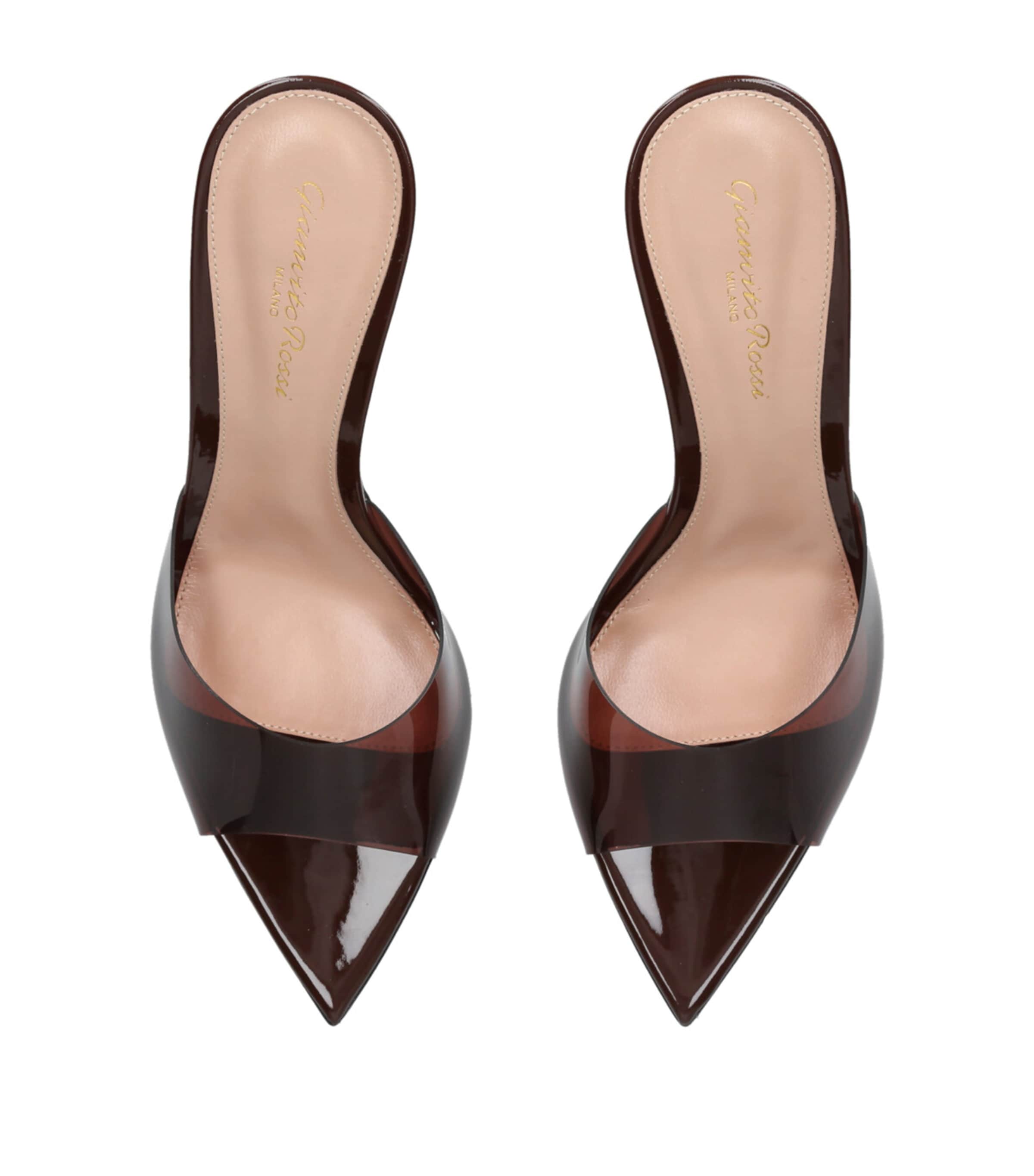 【送料&関税込】Gianvito Rossi Elle Pointed-toe Mules Gianvito Rossi Elle 85mm transparent-strap Mules | Black
