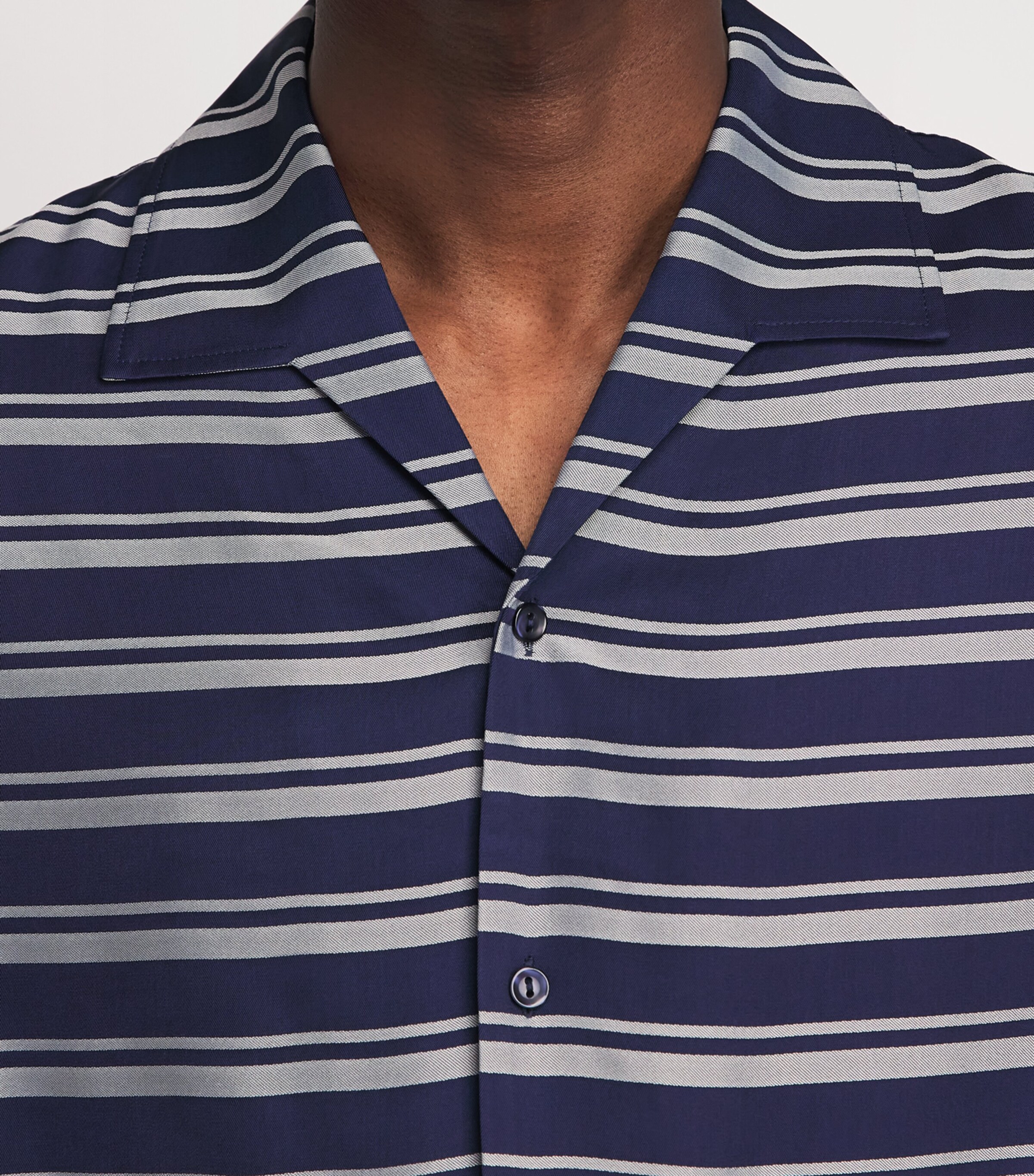 Sandro Paris Mens Stripe Short-Sleeve Shirt Navy Blue Image 3