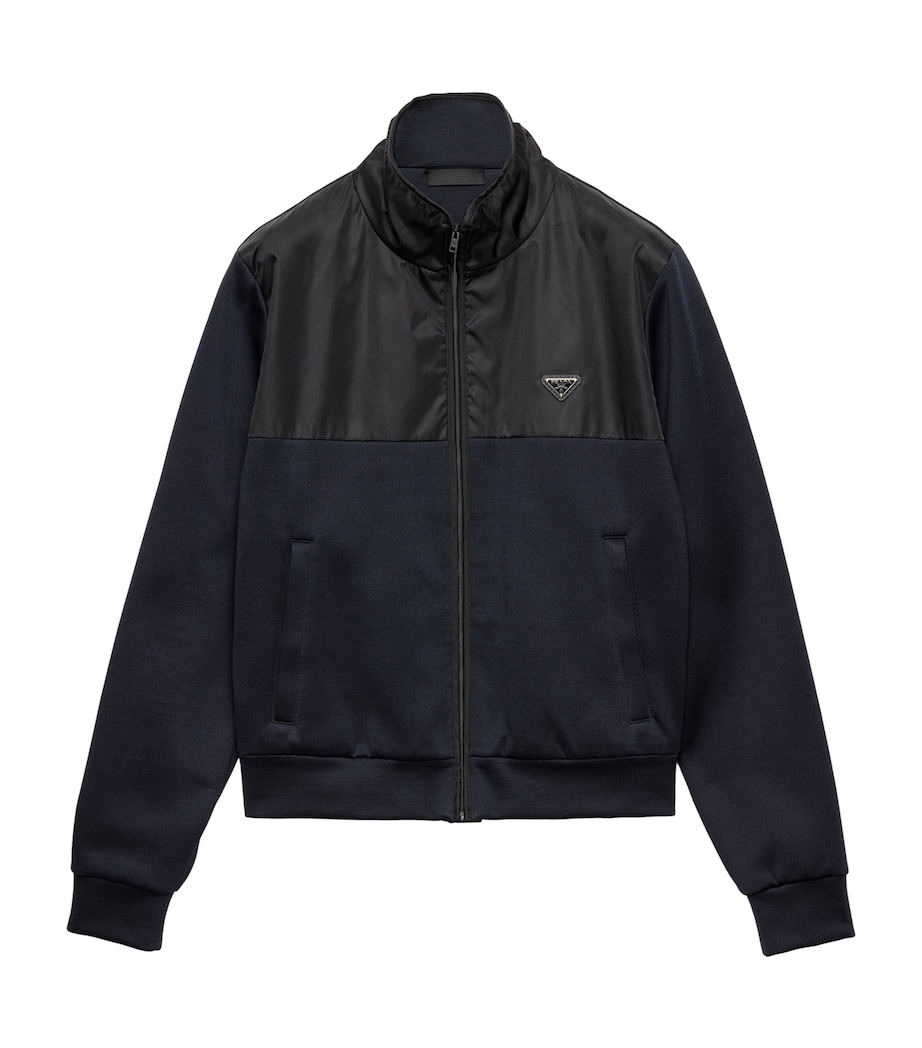 Prada Mens Cotton-Blend Fleece Bomber Jacket Image 1