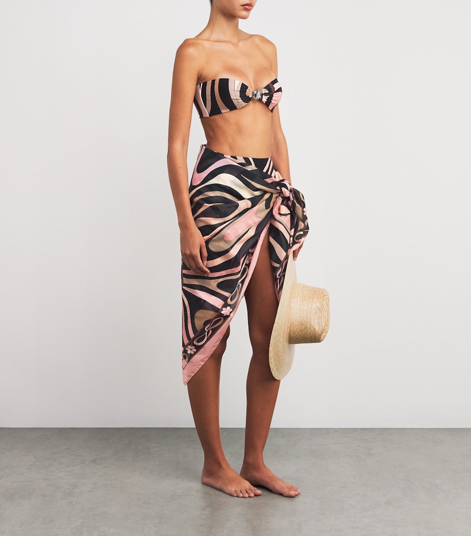 Cotton Marmo Print Sarong P22 NERO/NUDE Image 2