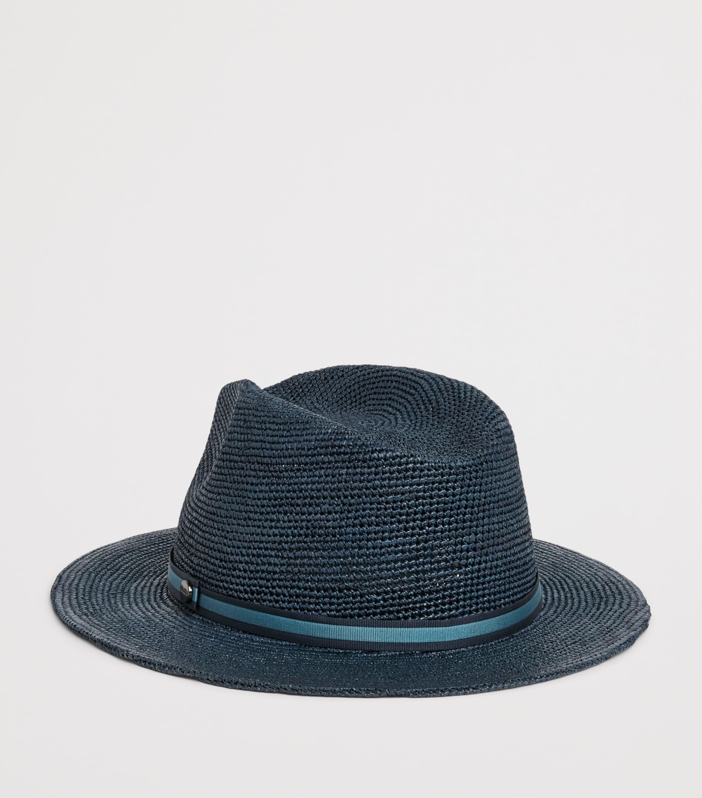 Borsalino Raffia Crocheted Argentina Fedora Navy Cinta Image 3