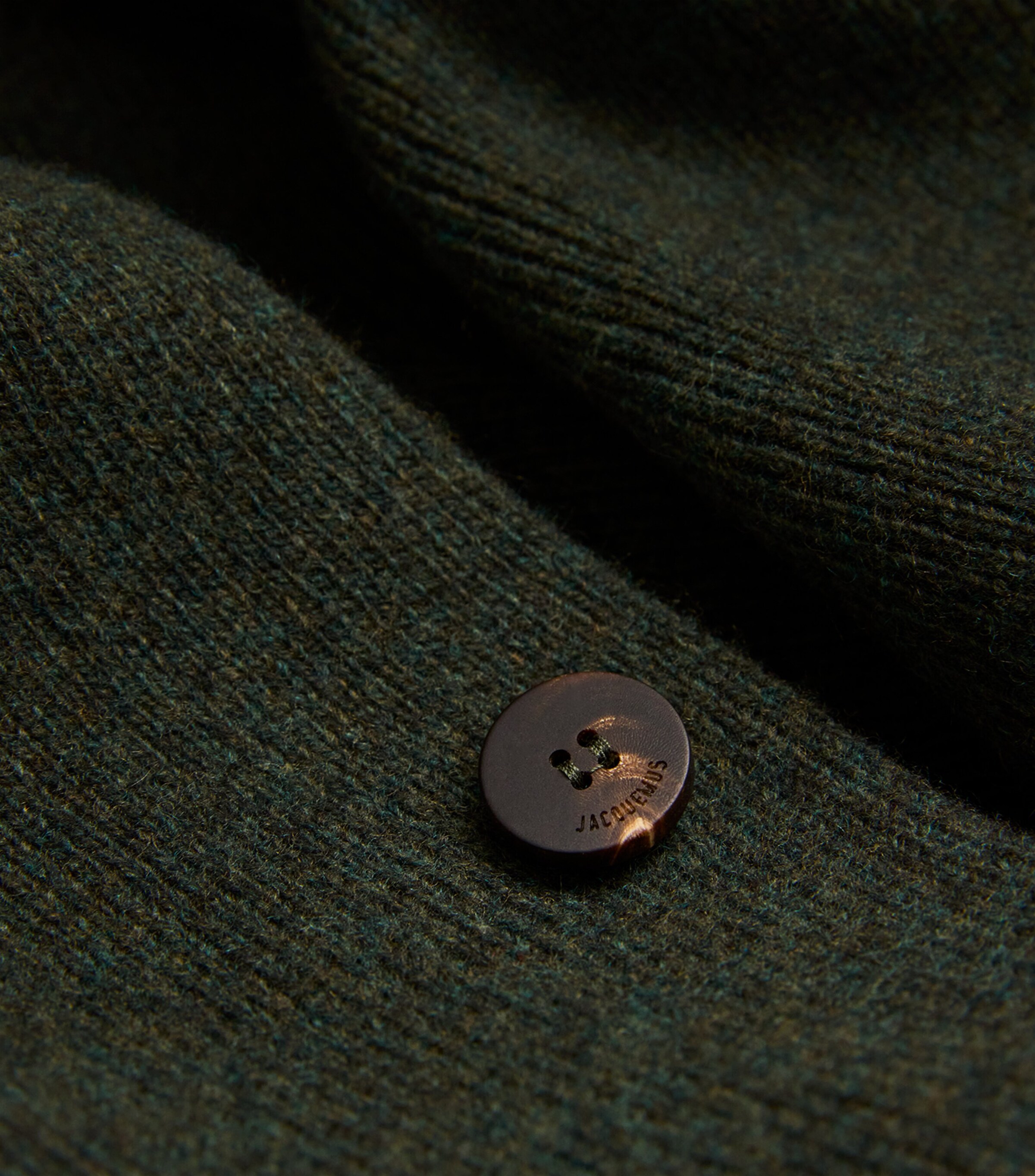 Jacquemus Mens Stretch Wool-Cashmere Pallone Cardigan Dark Khaki Image 5
