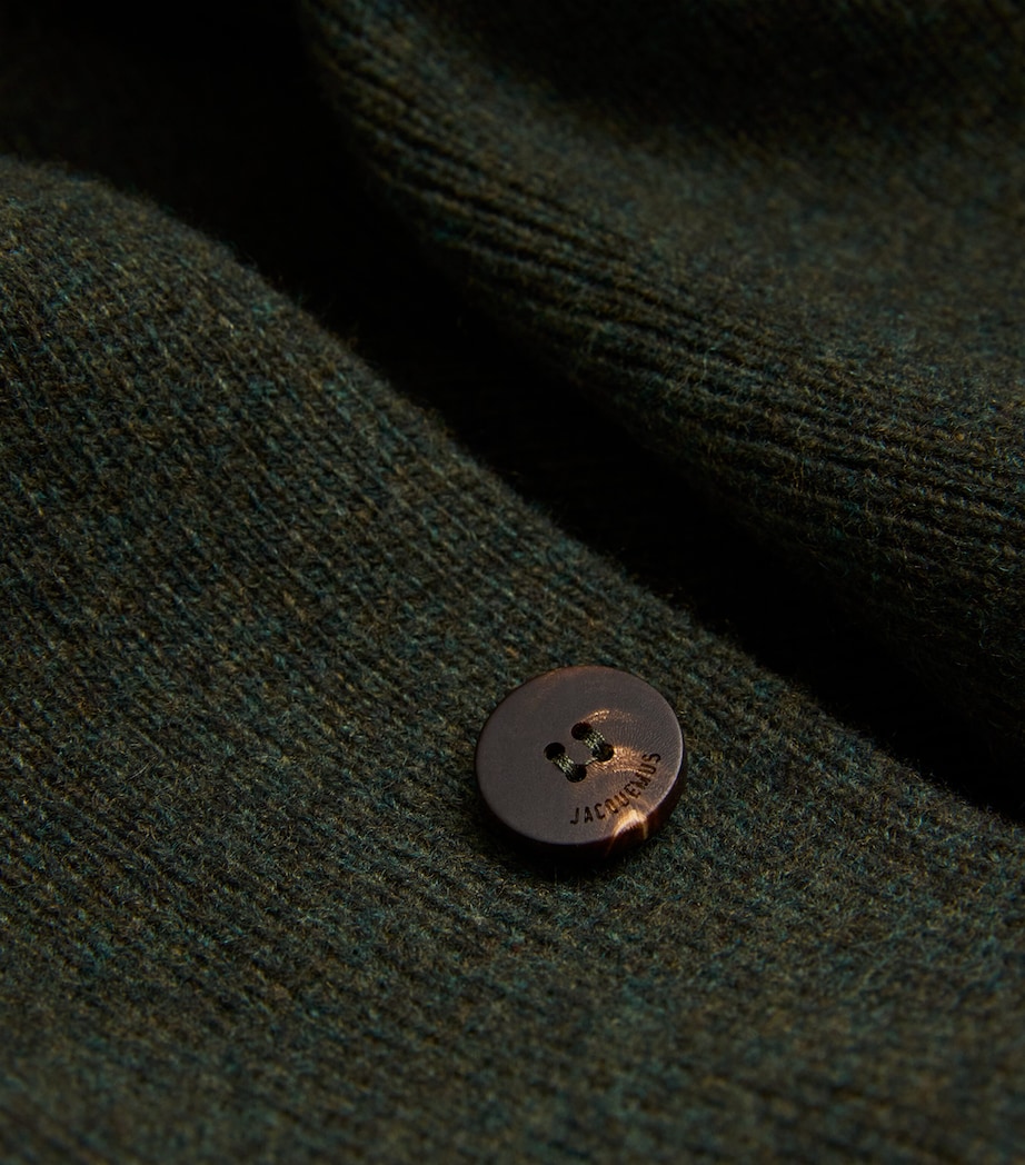 Stretch Wool-Cashmere Pallone Cardigan 580-DARK KHAKI Image 5