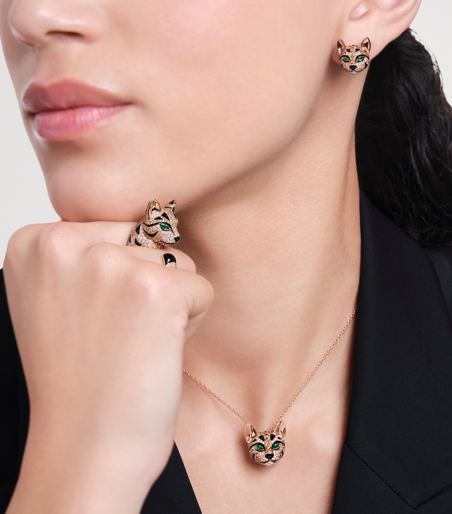 Rose Gold, Diamond and Emerald Fuzzy the Leopard Cat Ring ROSE GOLD Image 2