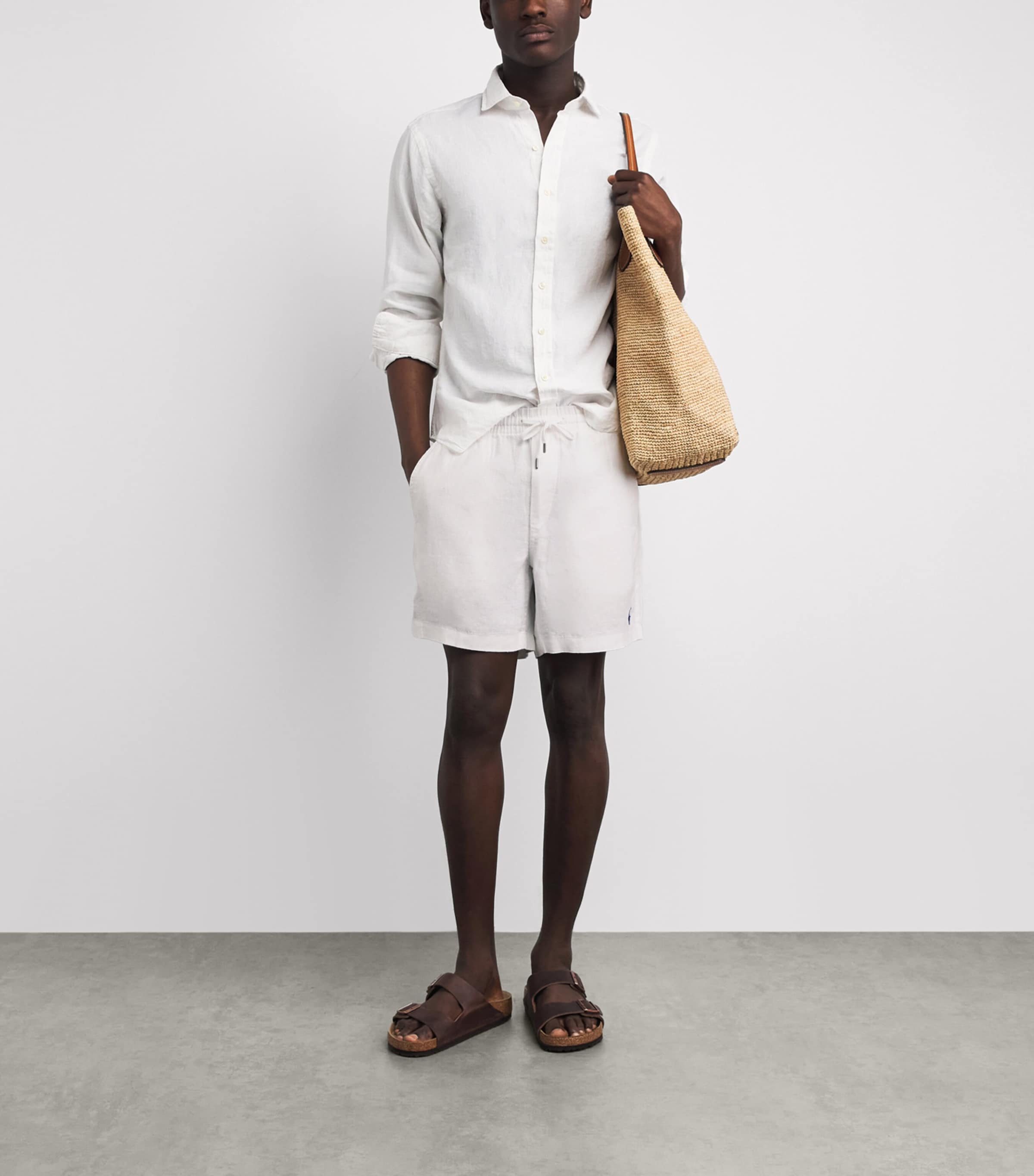 Polo Ralph Lauren Mens Linen Prepster Shorts White Image 2