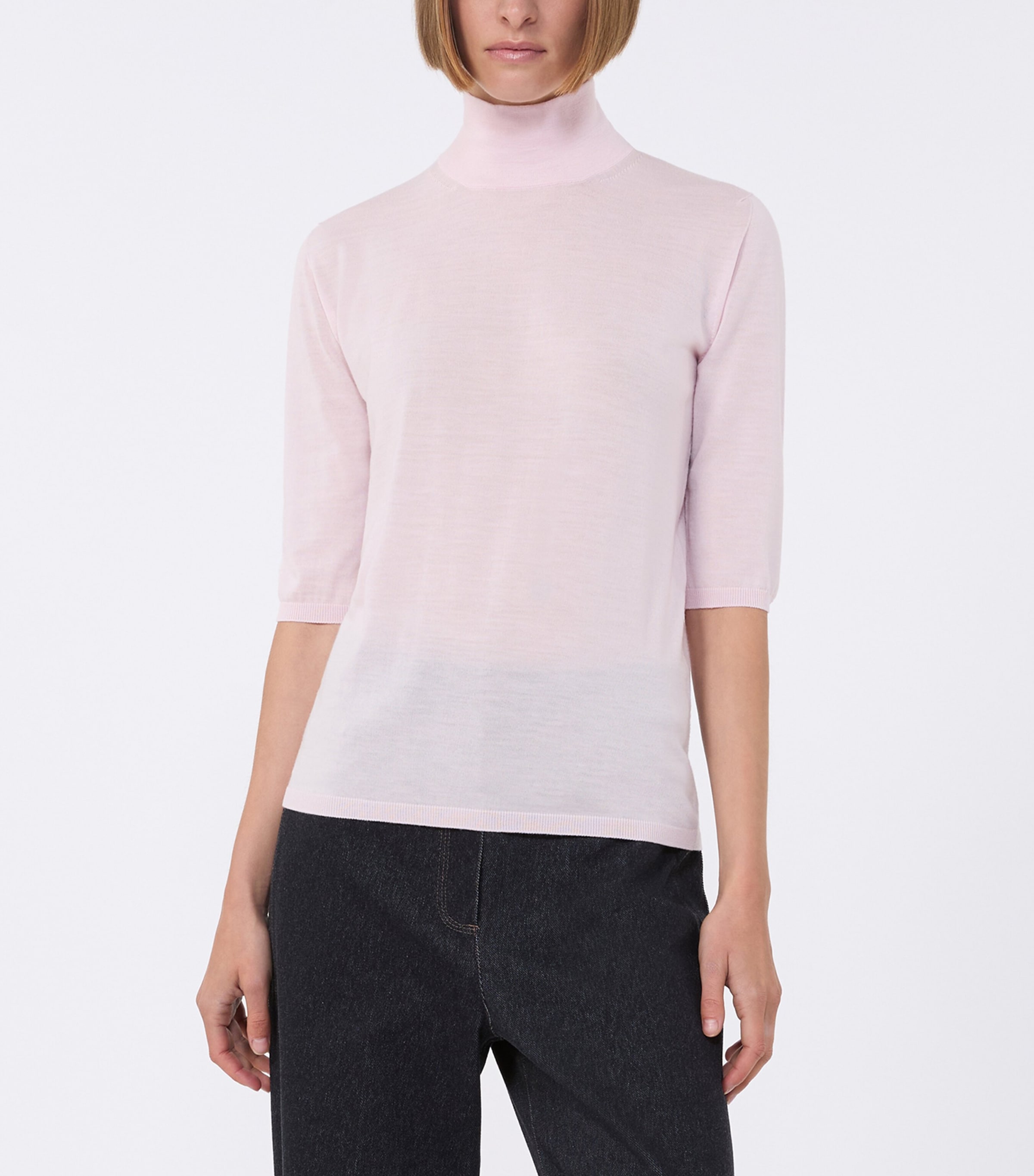 Virgin Wool High-Neck Top PINK Image 3