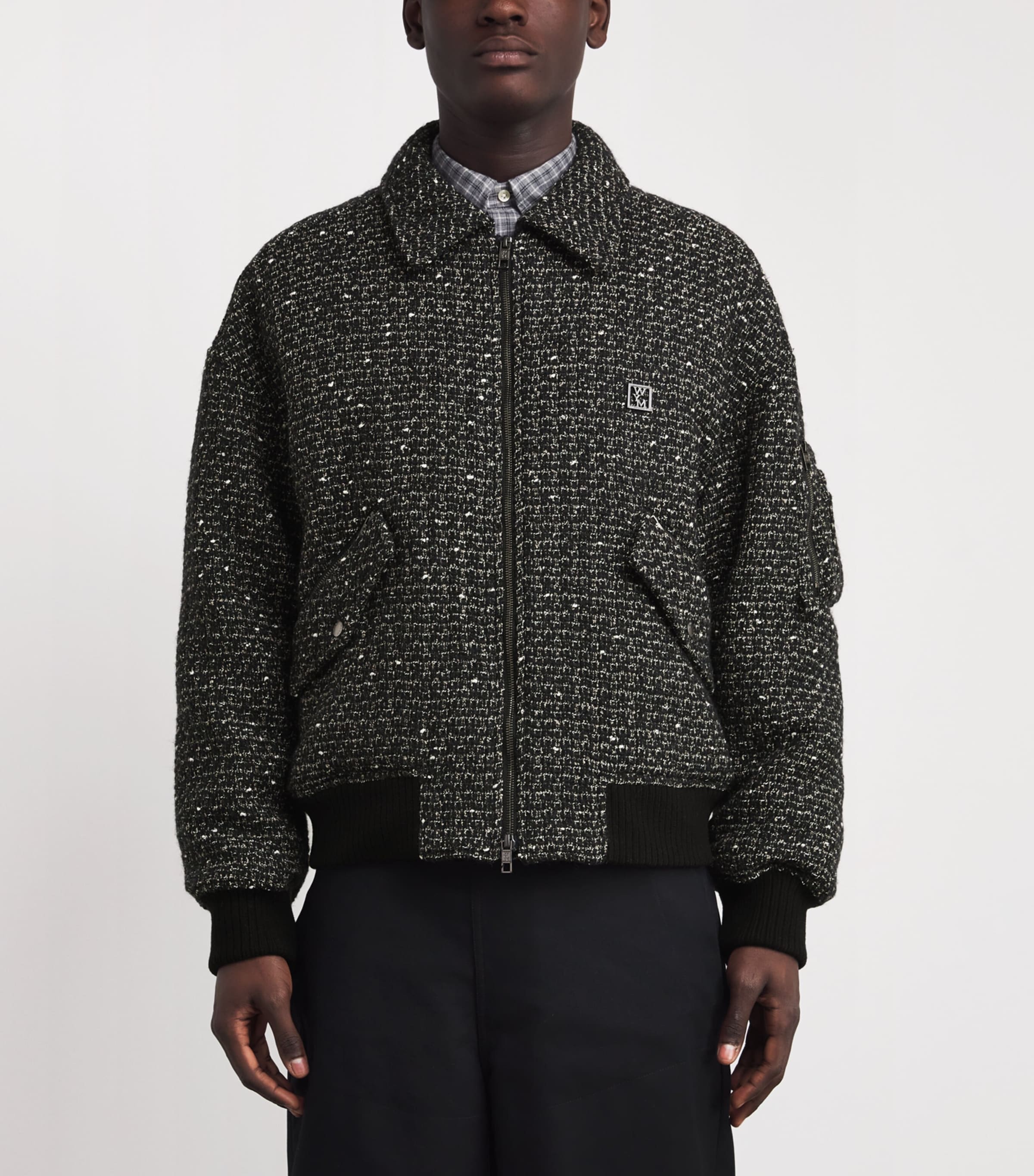 Tweed Bomber Jacket BLACK Image 3