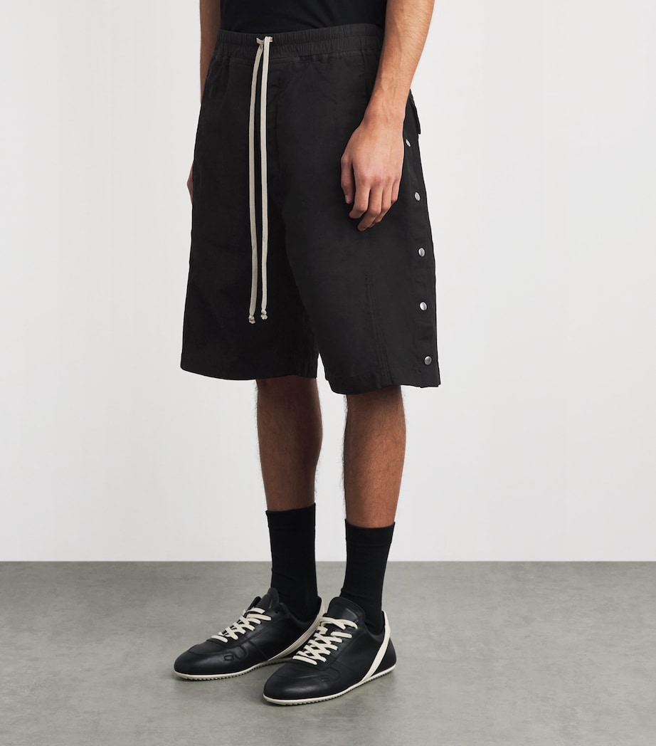 Rick Owens Cotton Pusher Wide-Leg Shorts Black Image 4