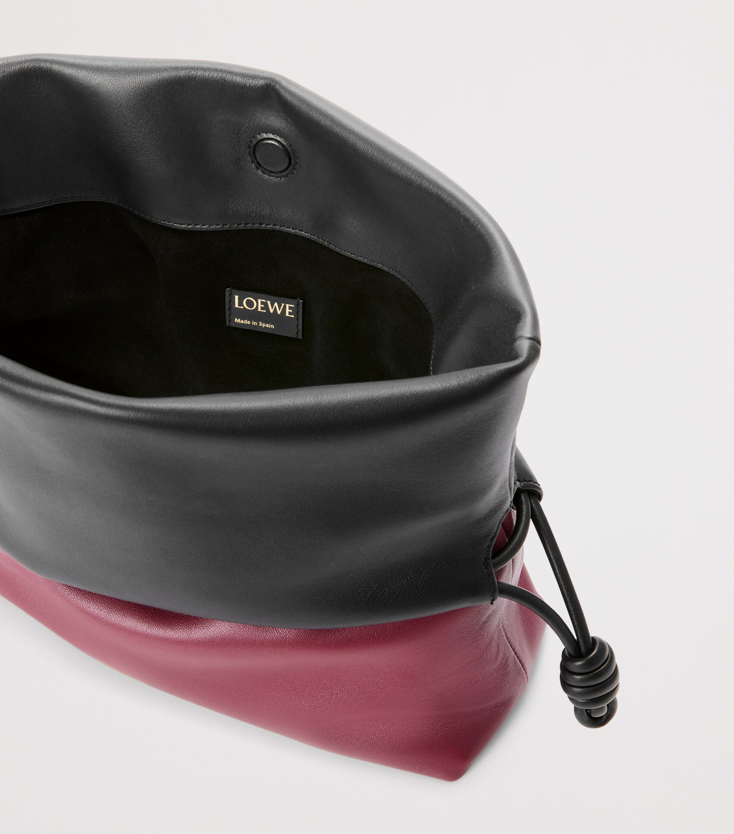 LOEWE Leather Flamenco Rolled Top-Handle Bag Black/copper Red Image 6