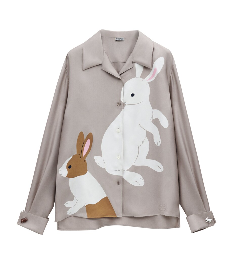 x Suna Fujita Silk Rabbit Shirt DARK BEIGE Image 1