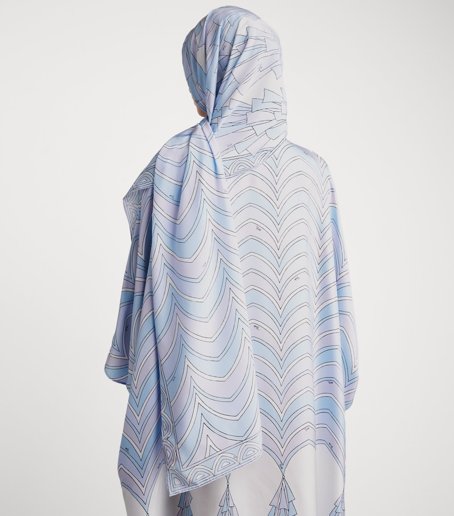 PUCCI Silk Baiadera Print Stole Light Blue Image 3