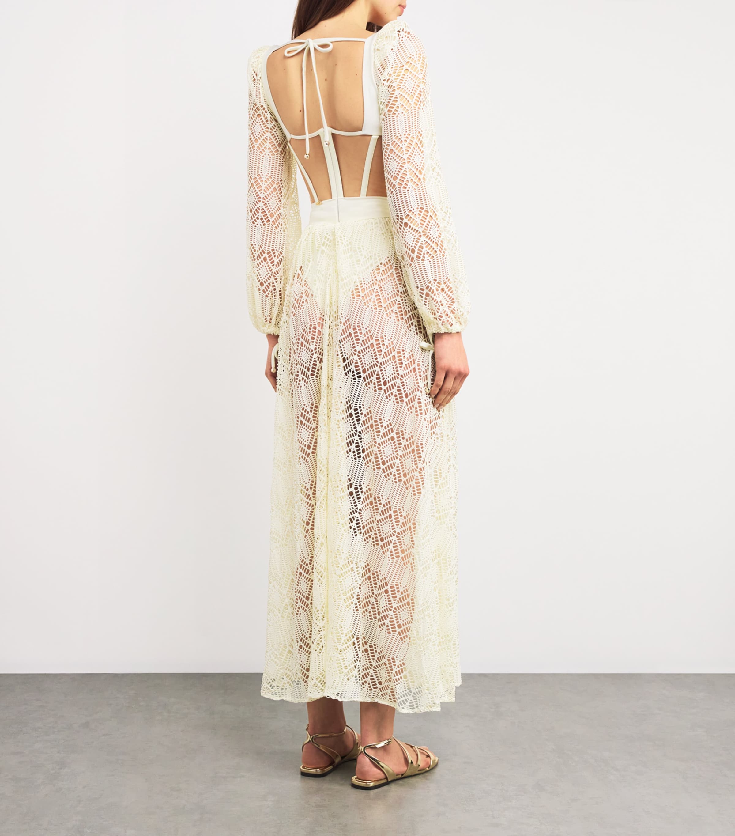PatBO Womens x Camila Coelho Corseted Rope Bustier Maxi Dress Off White Image 3