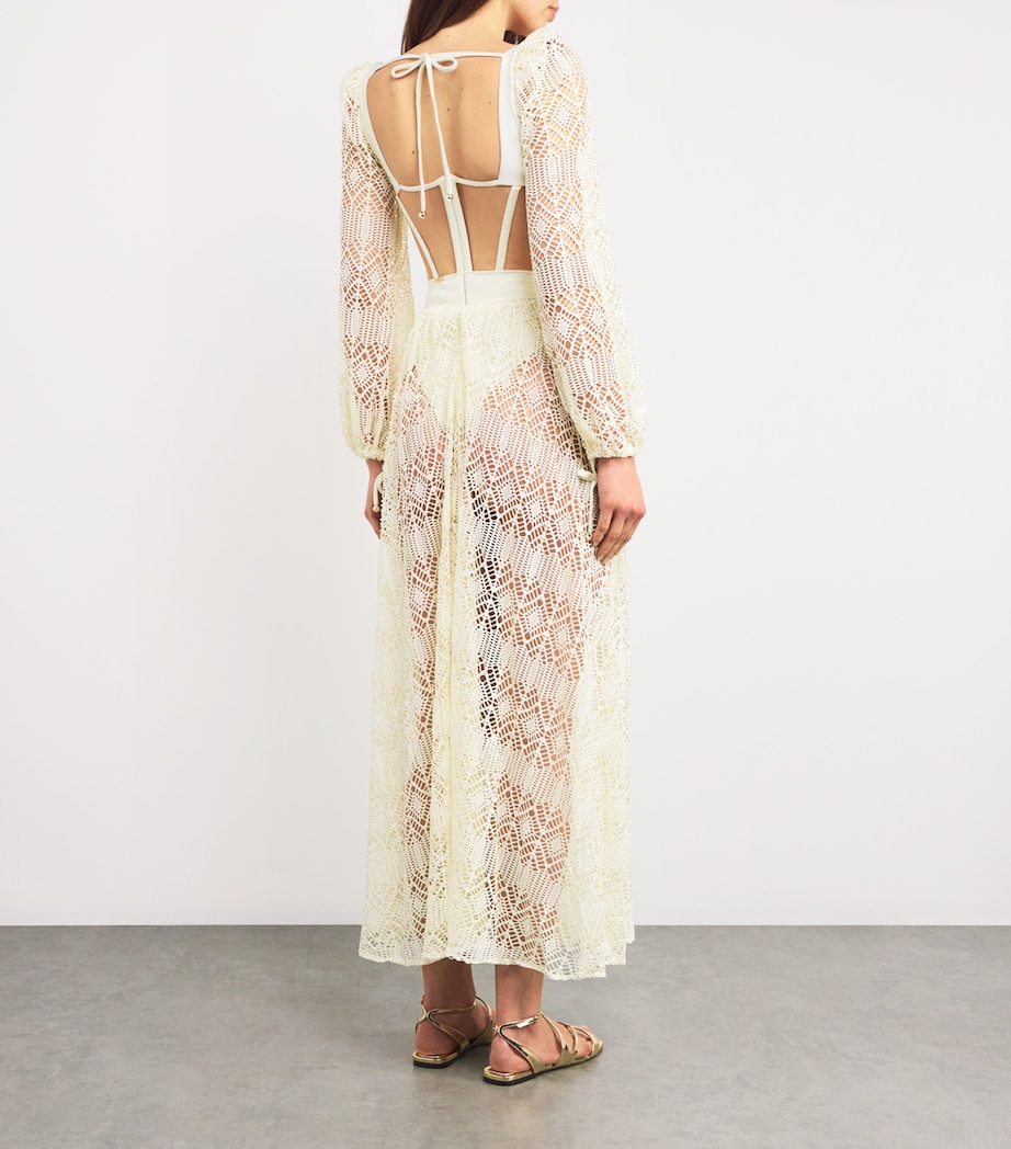 PatBO Womens x Camila Coelho Corseted Rope Bustier Maxi Dress Off White Image 3