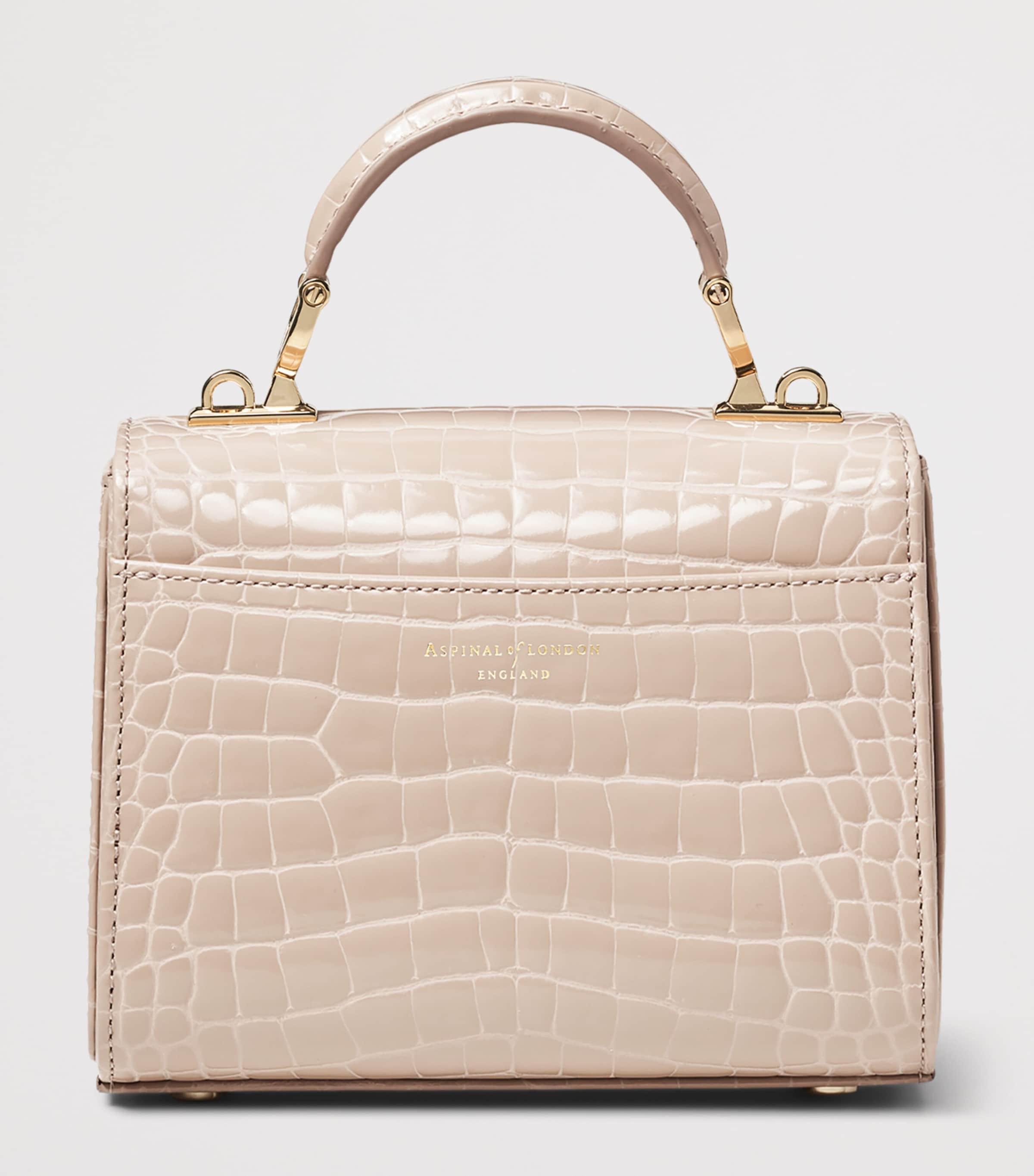 Aspinal Of London Mini Leather Mayfair Top-Handle Bag Taupe Image 3