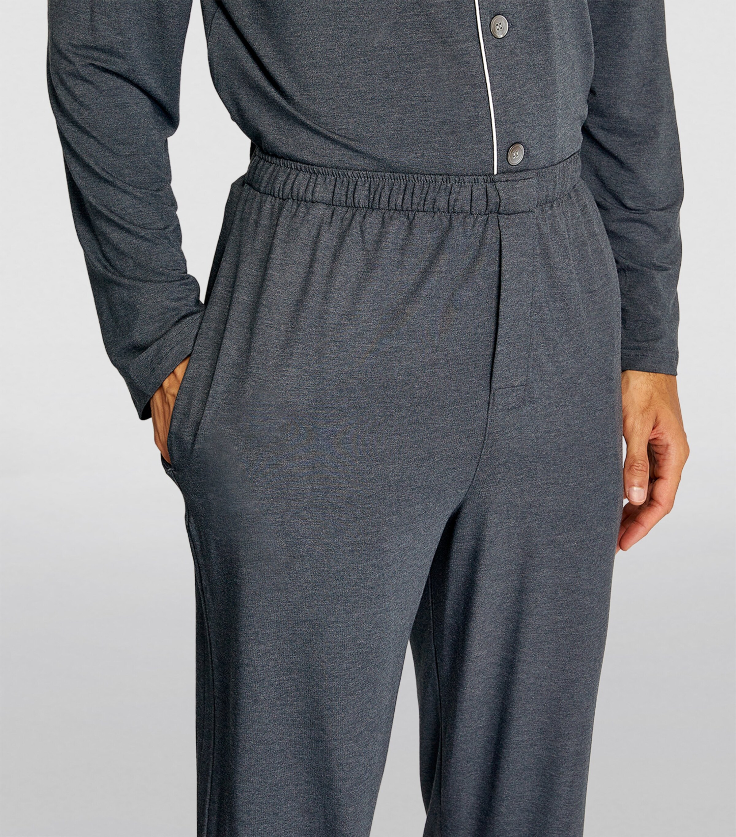 Derek Rose Mens Modal-Blend Basel Pyjama Set Grey Image 7