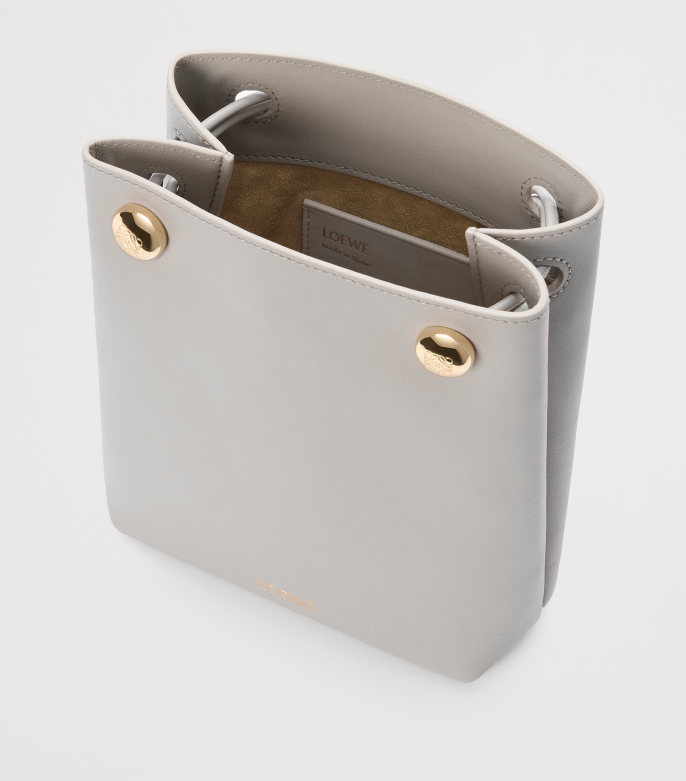 Leather Pebble Pouch Bag SHELL GREY Image 5