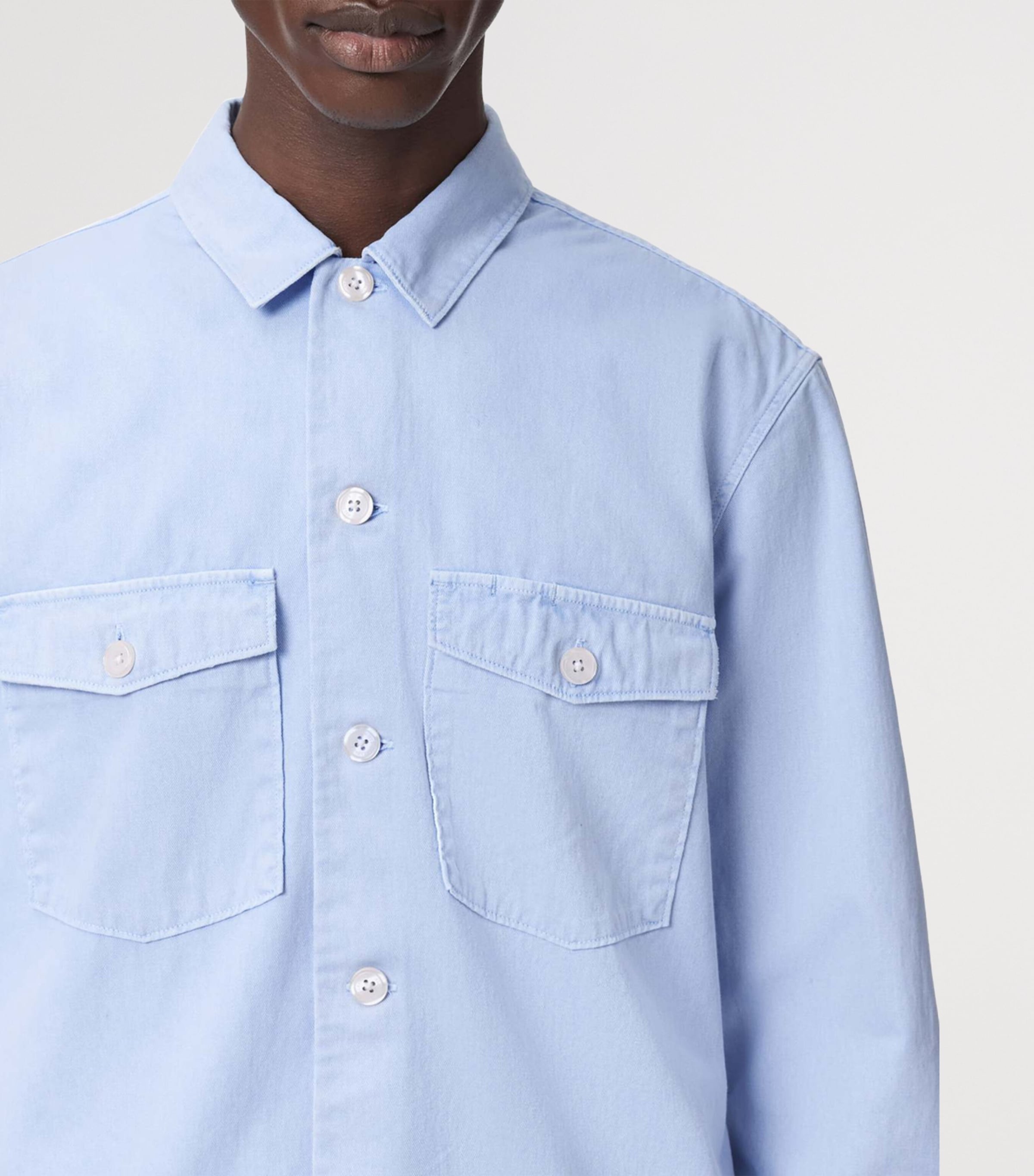 AllSaints Mens Cotton Spotter Overshirt Villa Blue Image 5