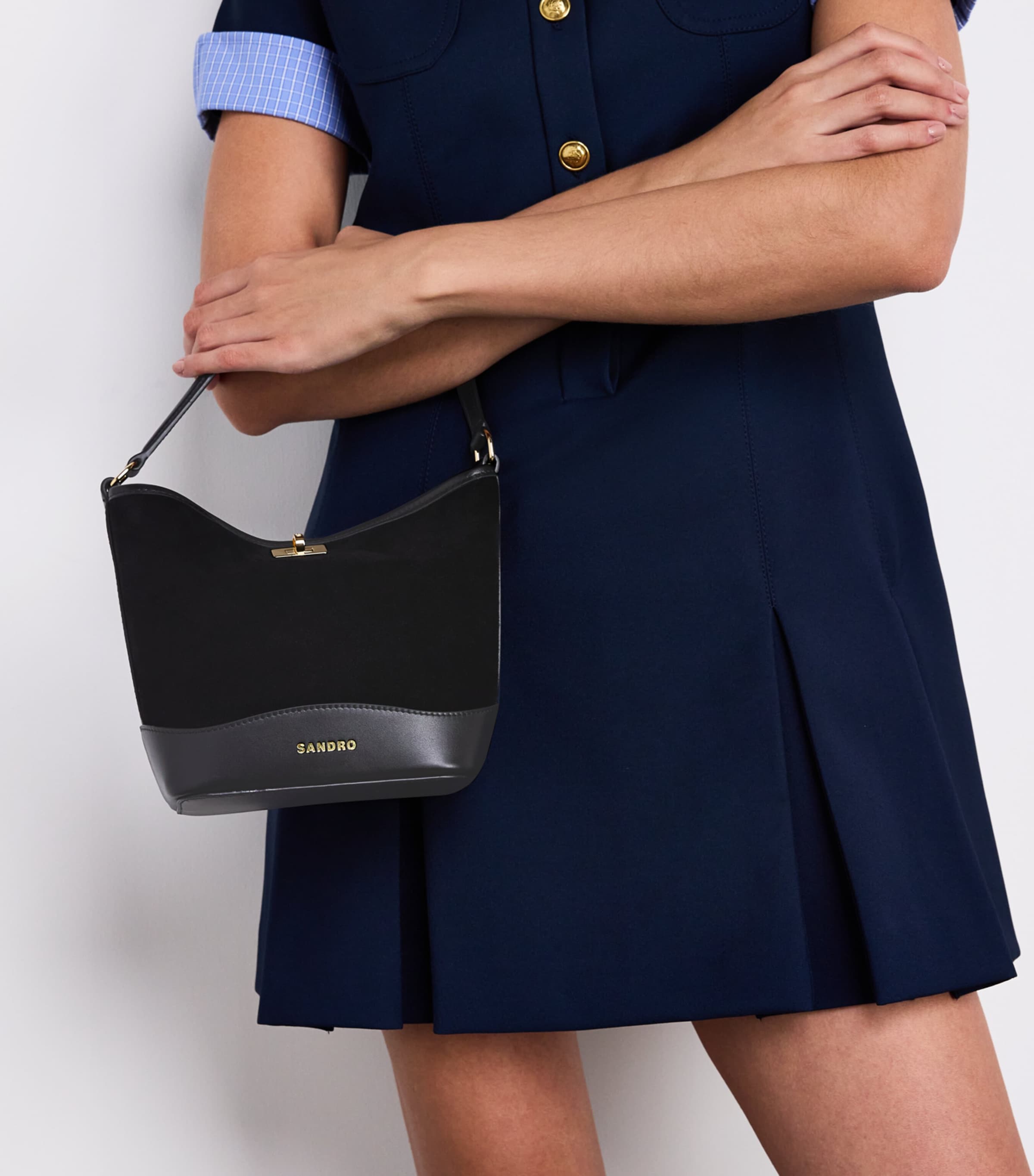 Mini Suede Tangoso Bucket Bag BLACK Image 2