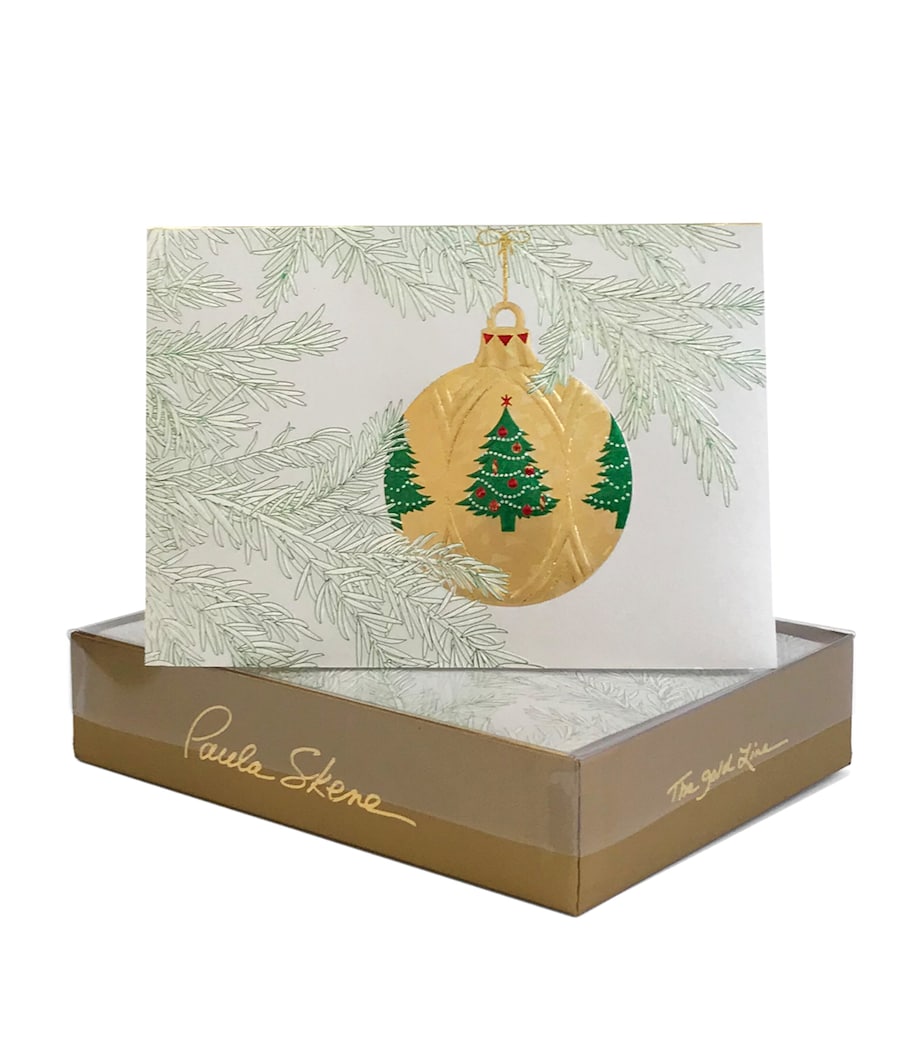Ornament in Snowy Branches Christmas Cards (Set of 6) SILVER Image 1