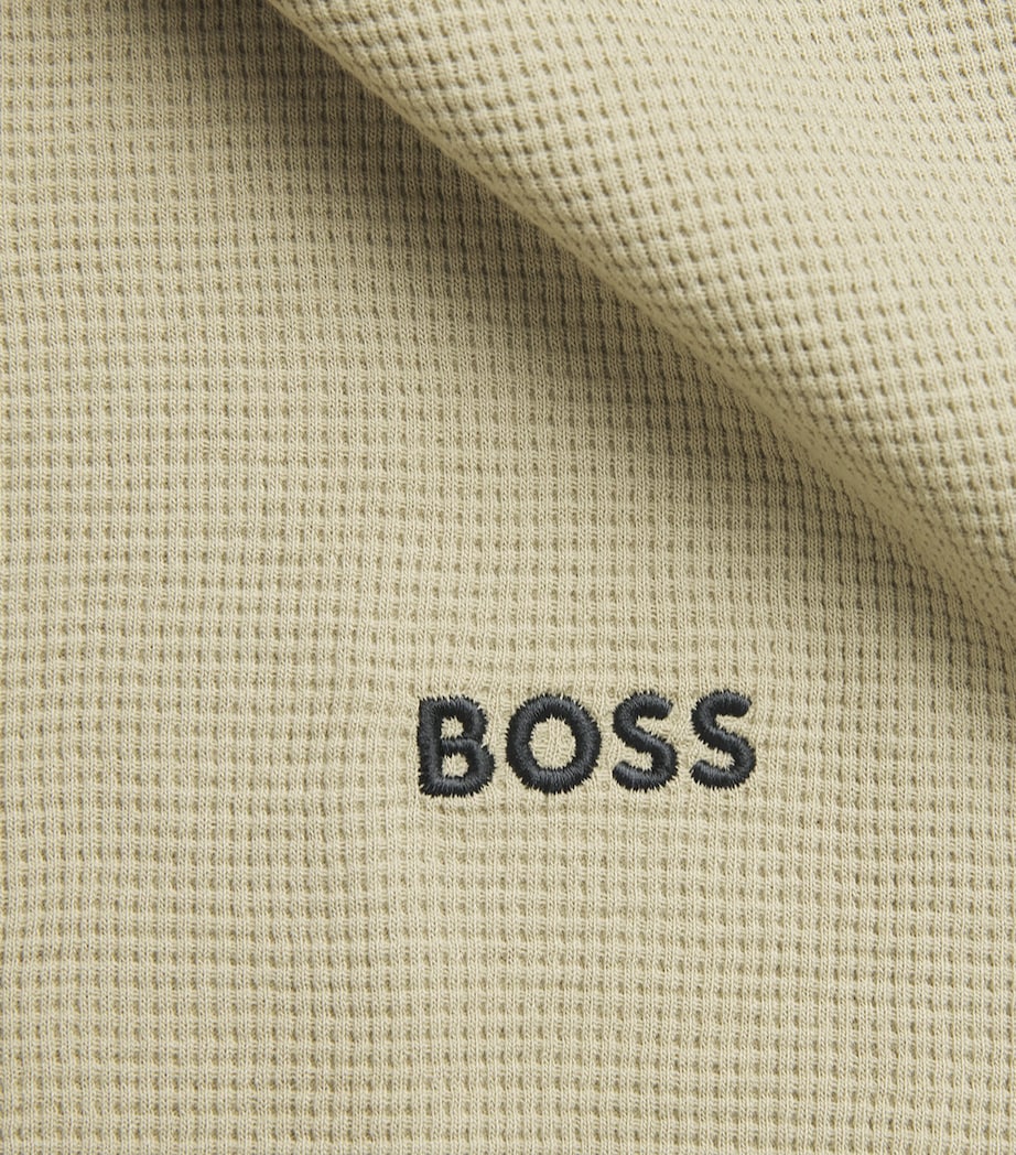 BOSS Mens Waffle-Knit Logo T-Shirt Light/pastel Grn Image 6