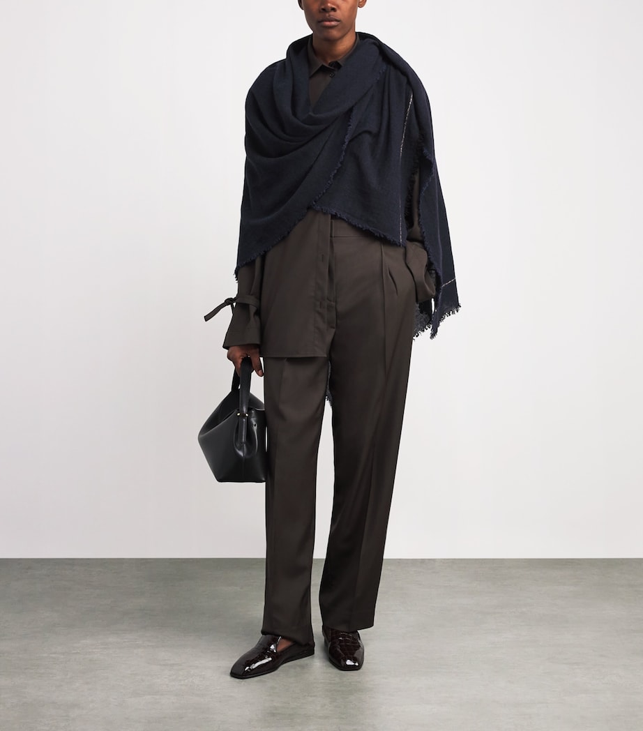 Cashmere Usan Scarf RU7720 NAVY Image 3