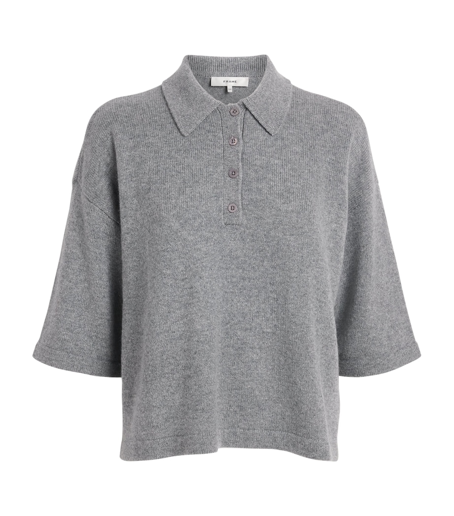 FRAME Womens Cashmere The Academy Polo Shirt Graphite Grey Image 1