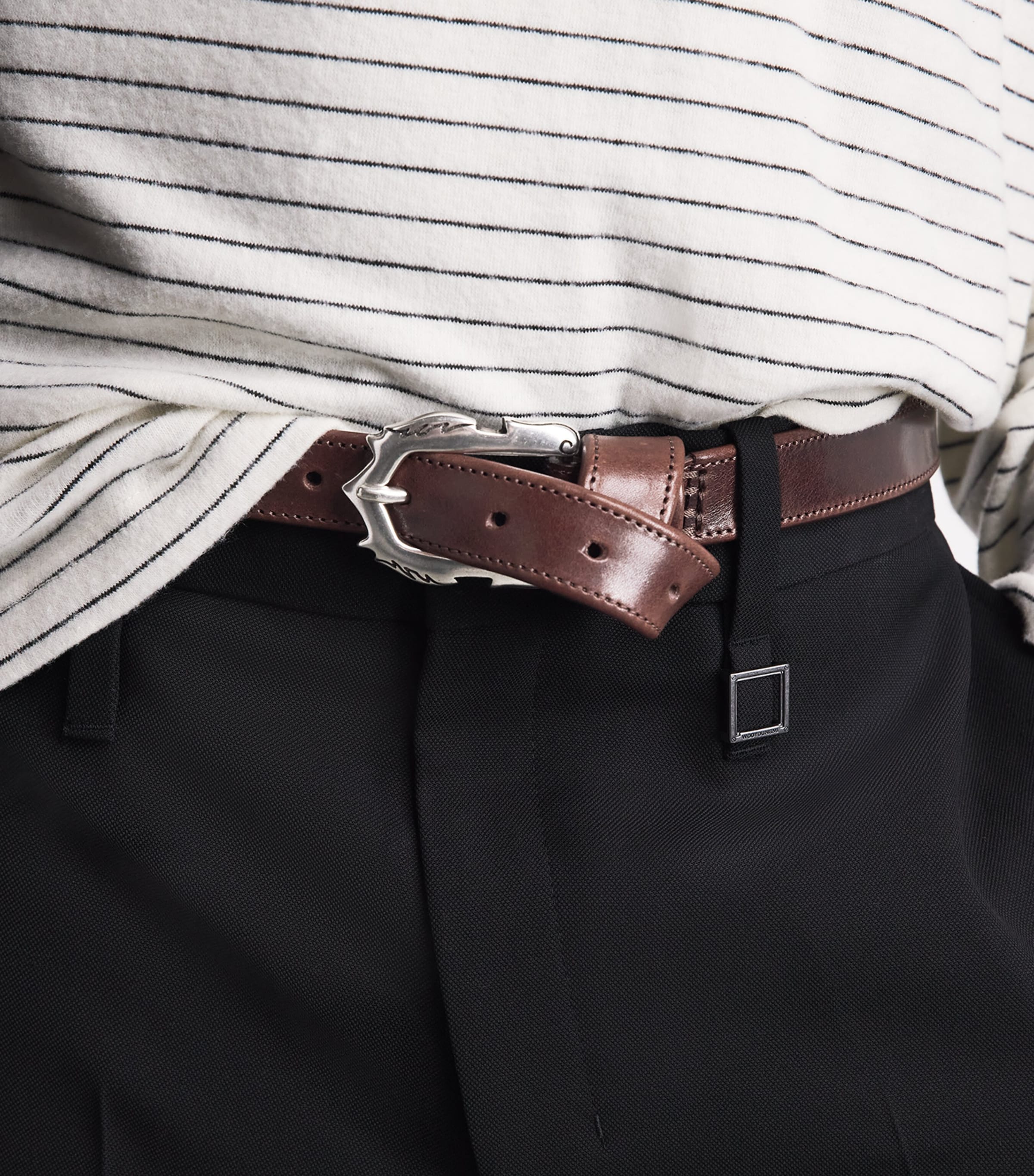 Molebo Leather Engraved Western Belt Brown Leather Image 4