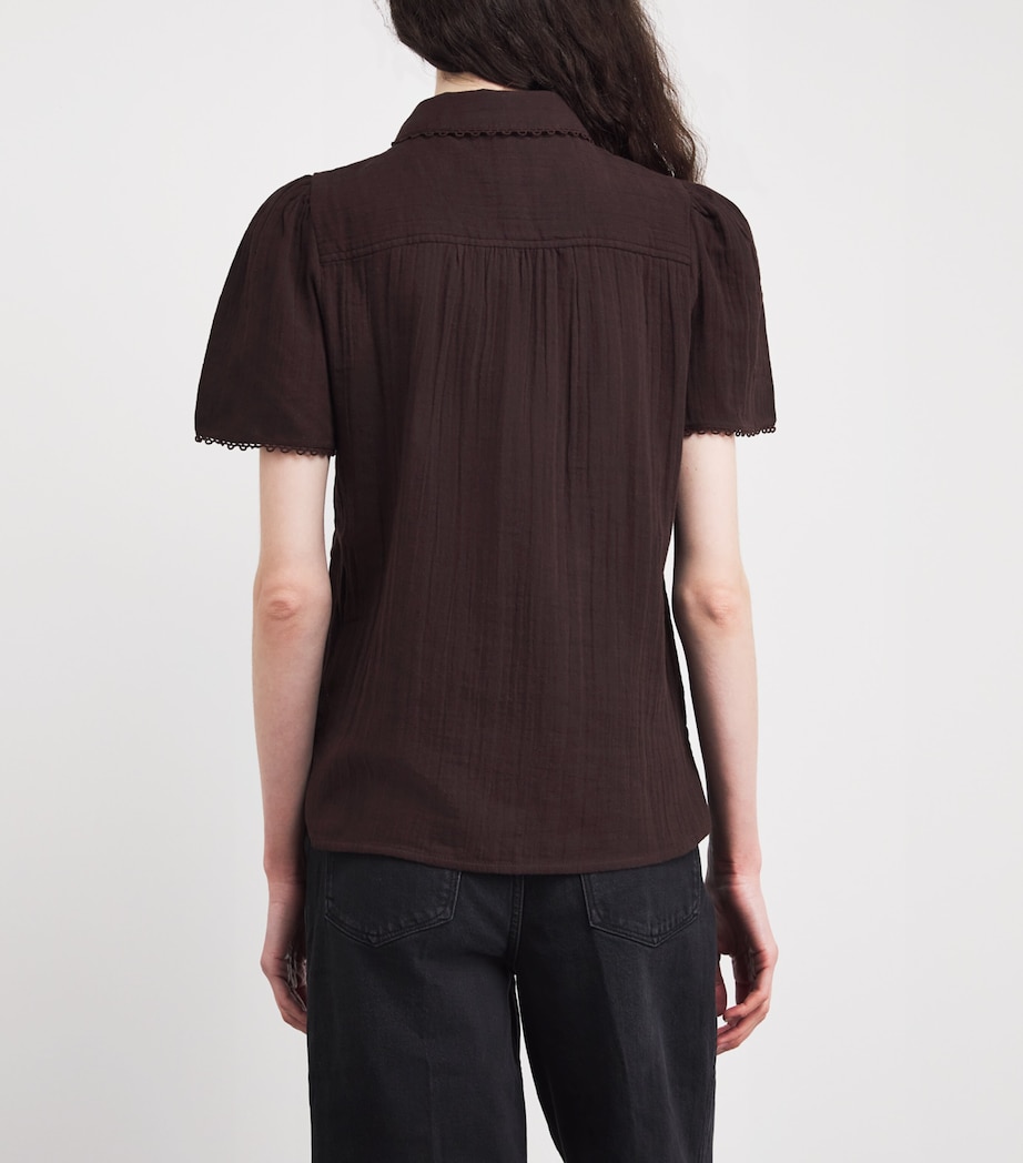 ME+EM Womens Cotton Cheesecloth Blouse Ganache Brown Image 5