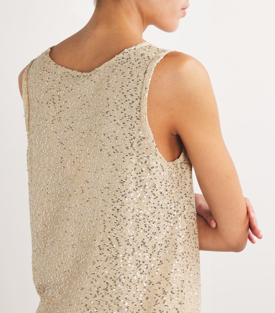 Sequinned Knitted Tank Top SILVER Image 6