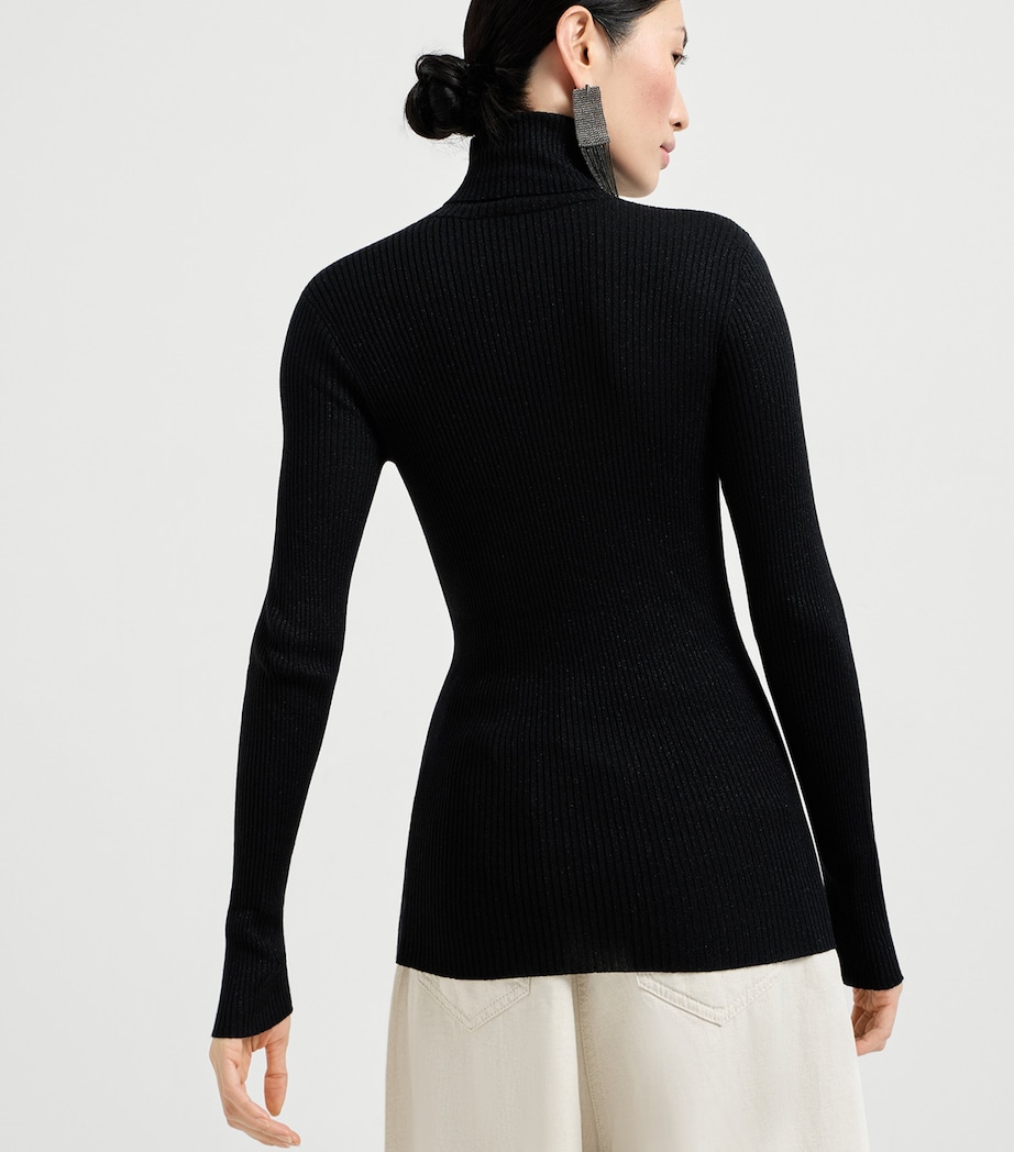 Brunello Cucinelli Womens Cashmere-Silk-Blend Rollneck Sweater Image 4