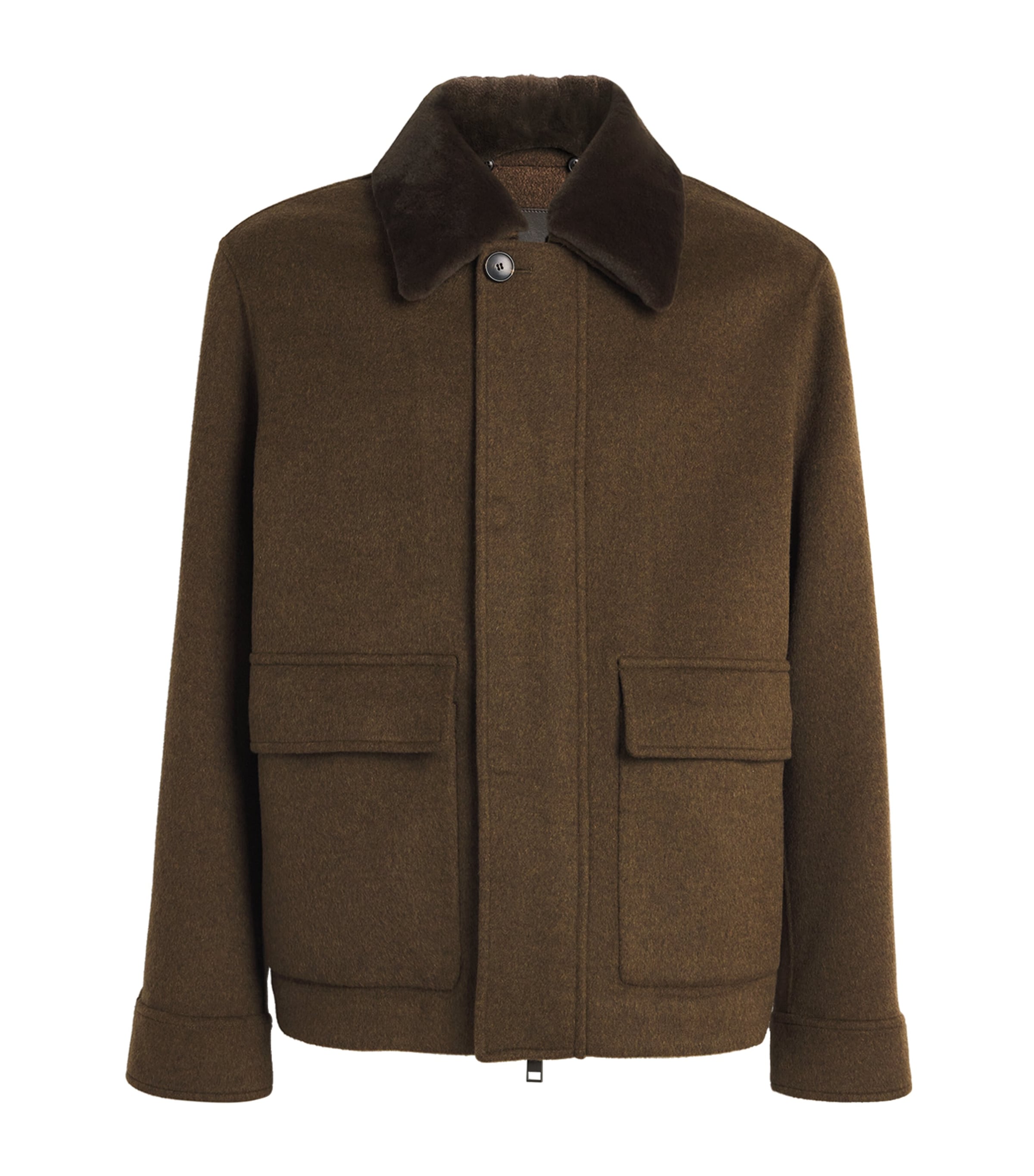 Yves Salomon Wool-cashmere Mink-collar Jacket In Brown