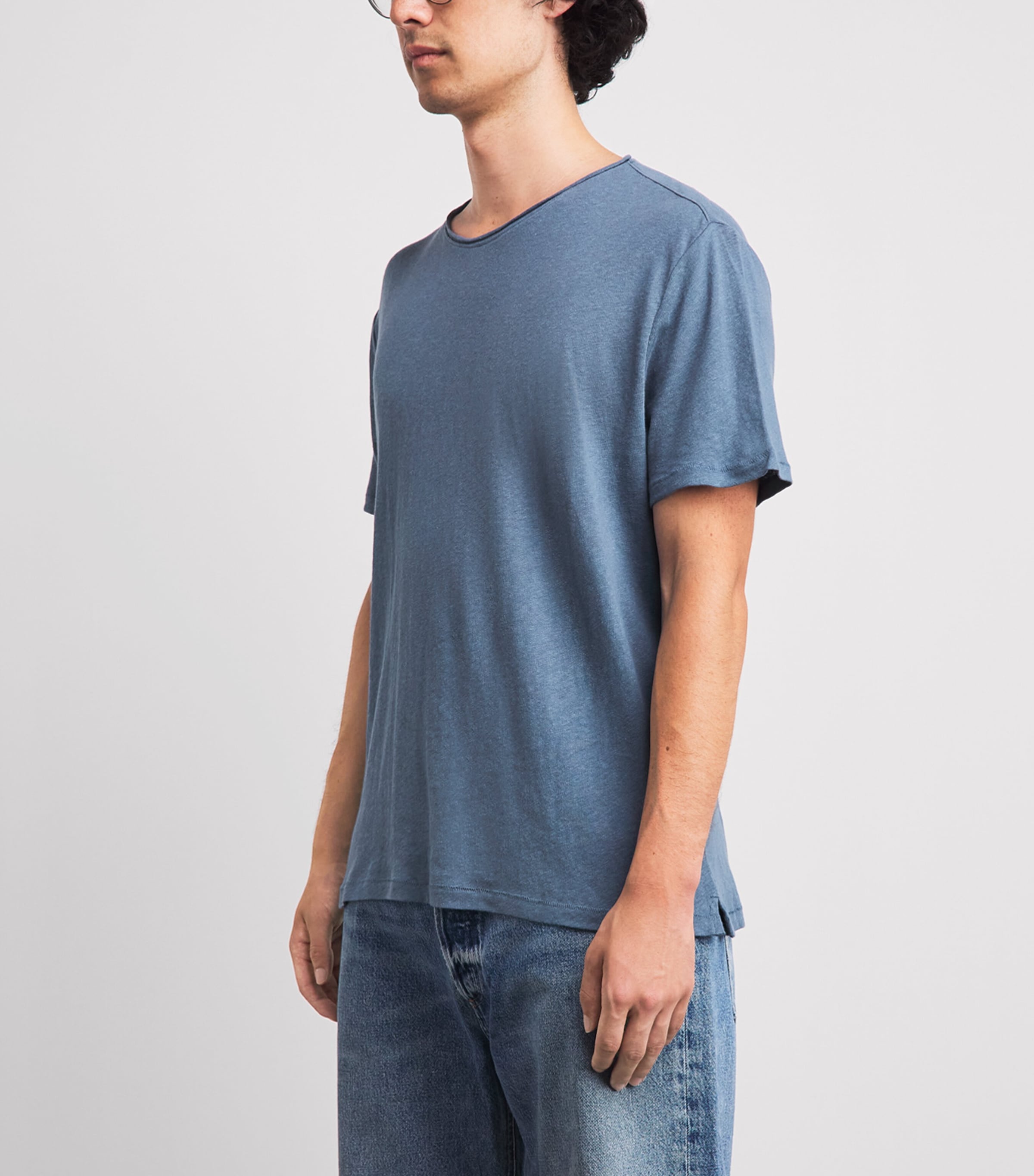 PAIGE Mens Linen-Cotton Monroe T-Shirt Lakeside Image 4