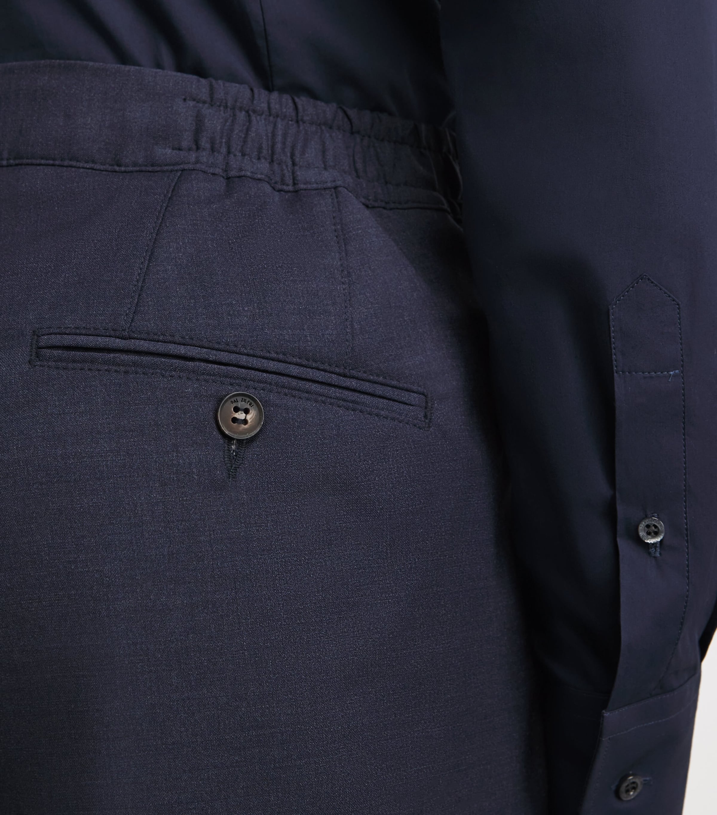 Pal Zileri Mens Stretch-Virgin Wool Half-Elasticated Trousers Blue Image 3