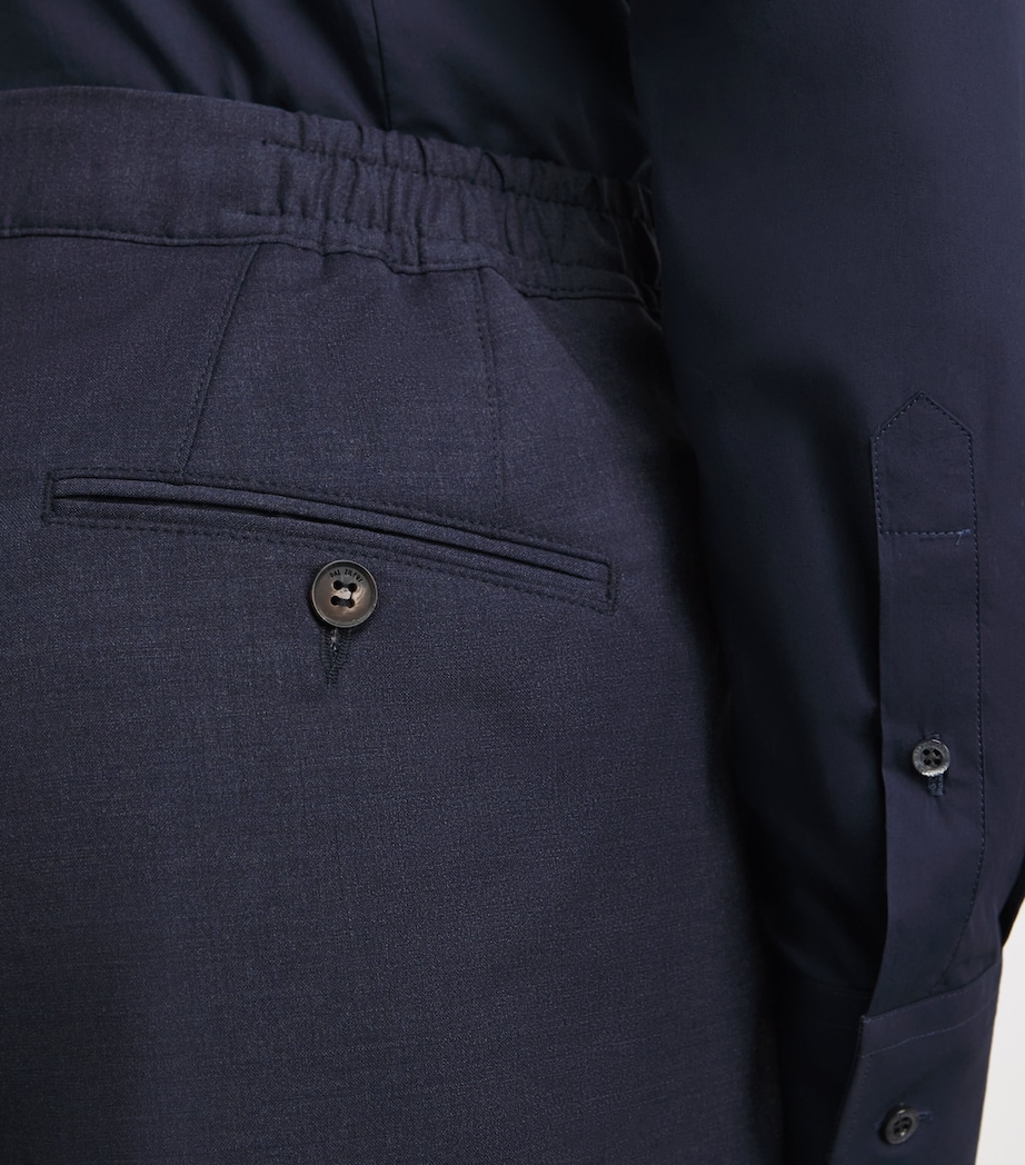 Pal Zileri Mens Stretch-Virgin Wool Half-Elasticated Trousers Blue Image 3