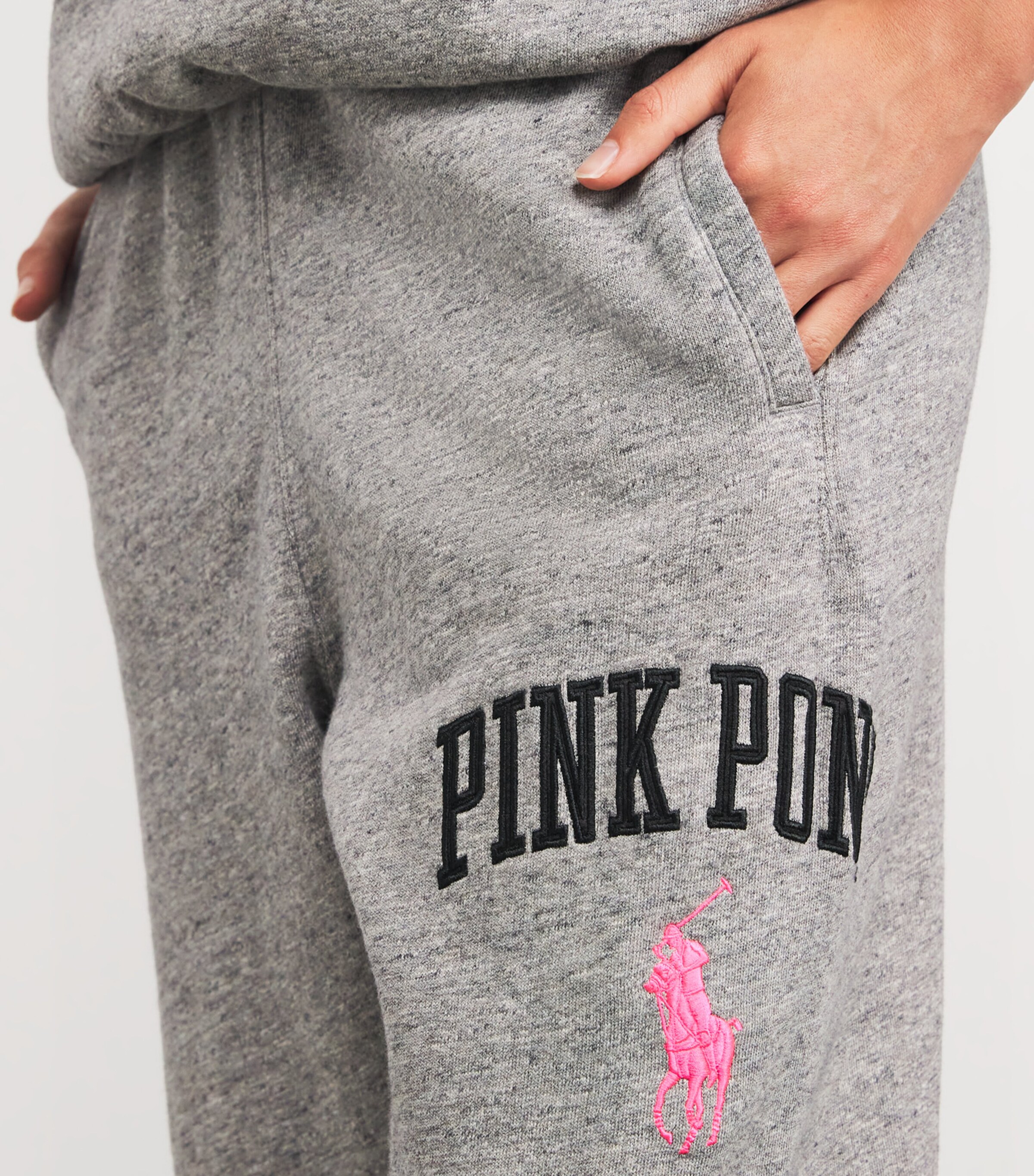 Polo Ralph Lauren Womens Cotton-Blend Pink Pony Sweatpants Dark Vintage Heather Image 6