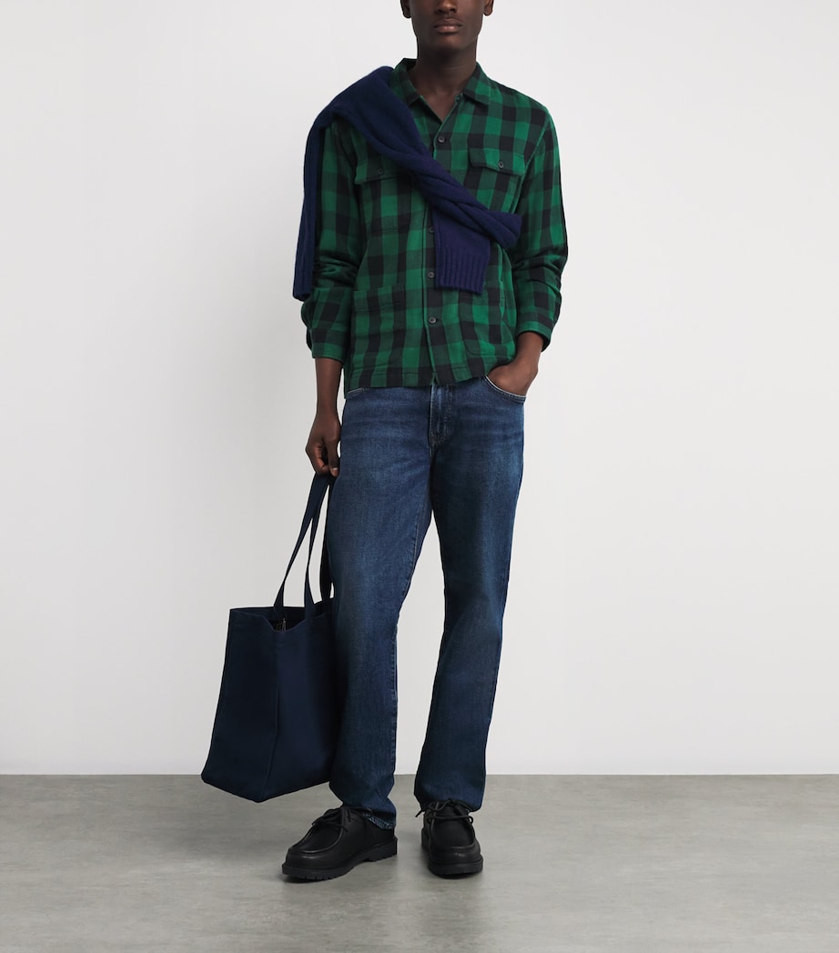 Cotton Flannel Check Overshirt GREEN Image 2