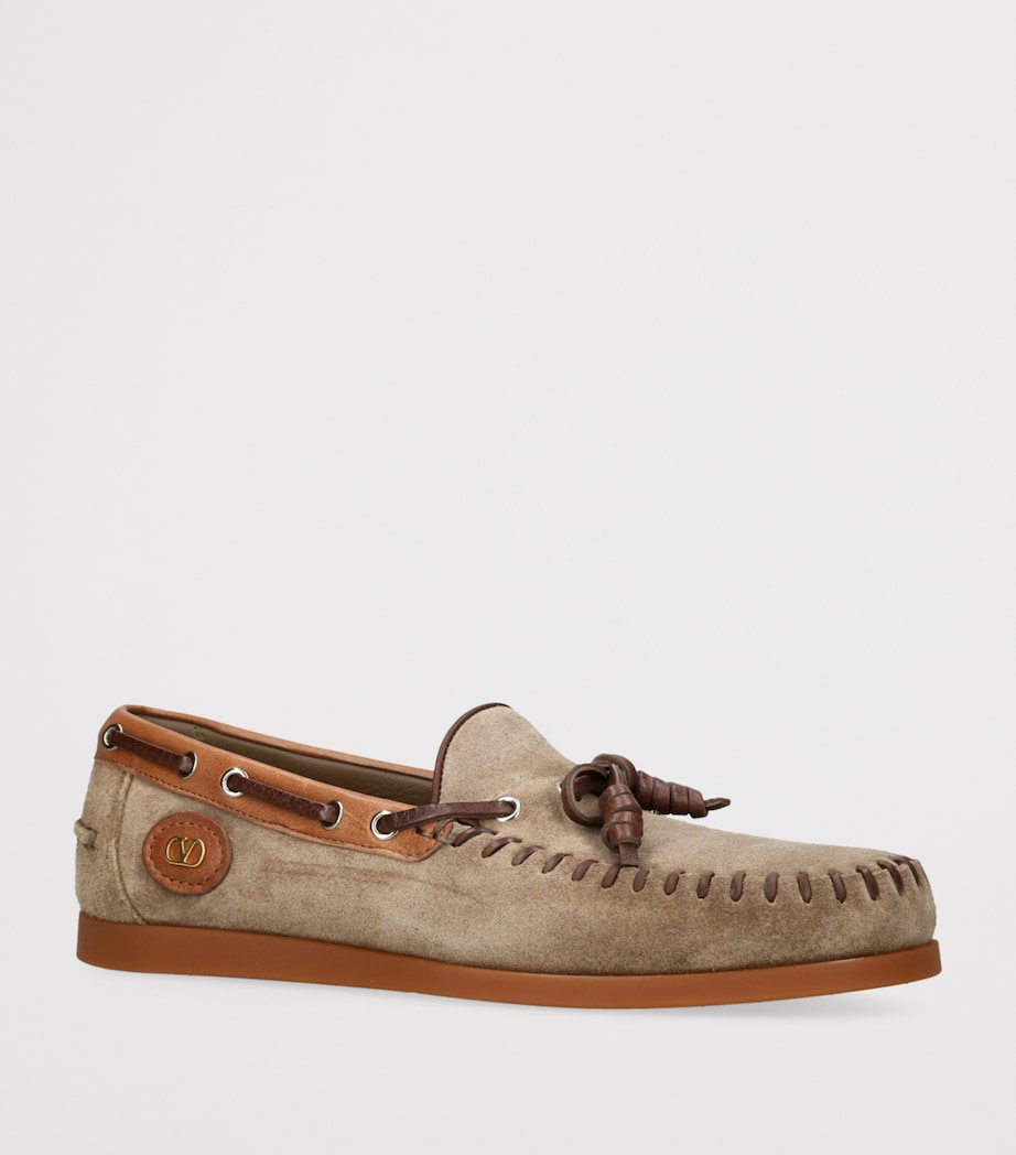 Suede Tassel Boat Shoes TAUPE Image 3