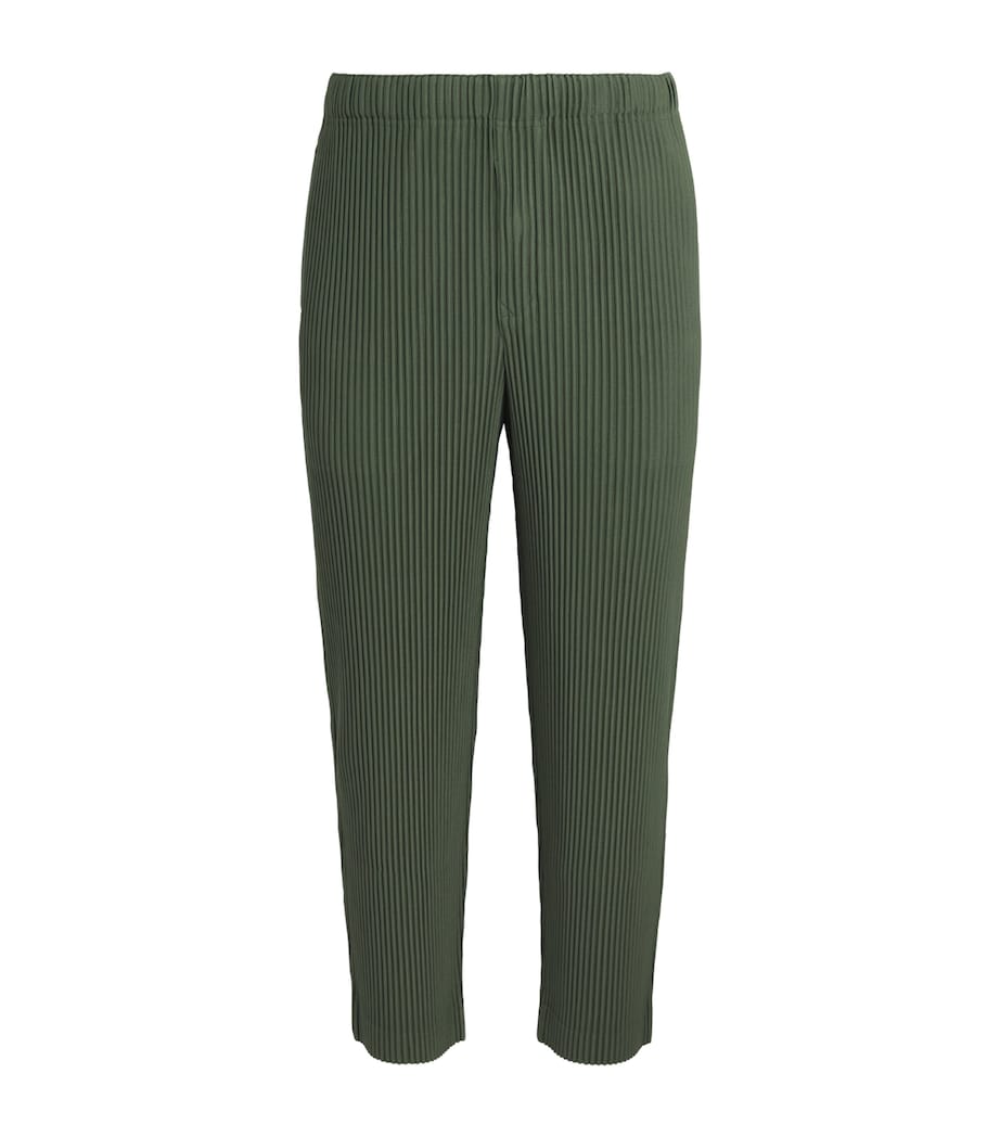 Homme Plissé Issey Miyake Mens Pleated Straight Trousers Duomo Door Green Image 1