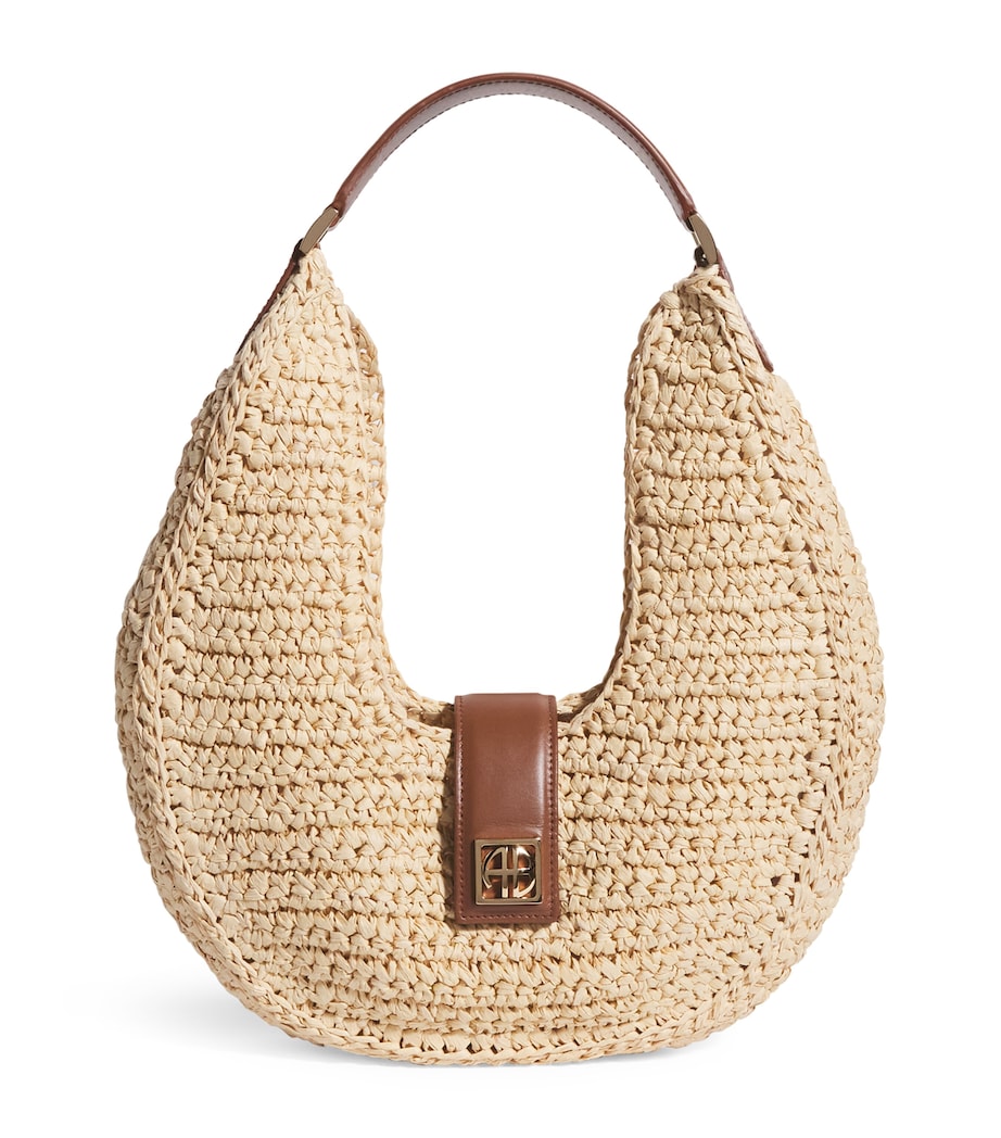 Raffia Monogram Lou Shoulder Bag TAN Image 1