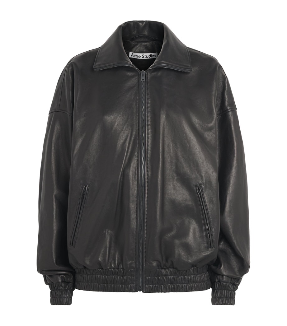 Acne Studios Womens Leather Bomber Jacket Black Image 1