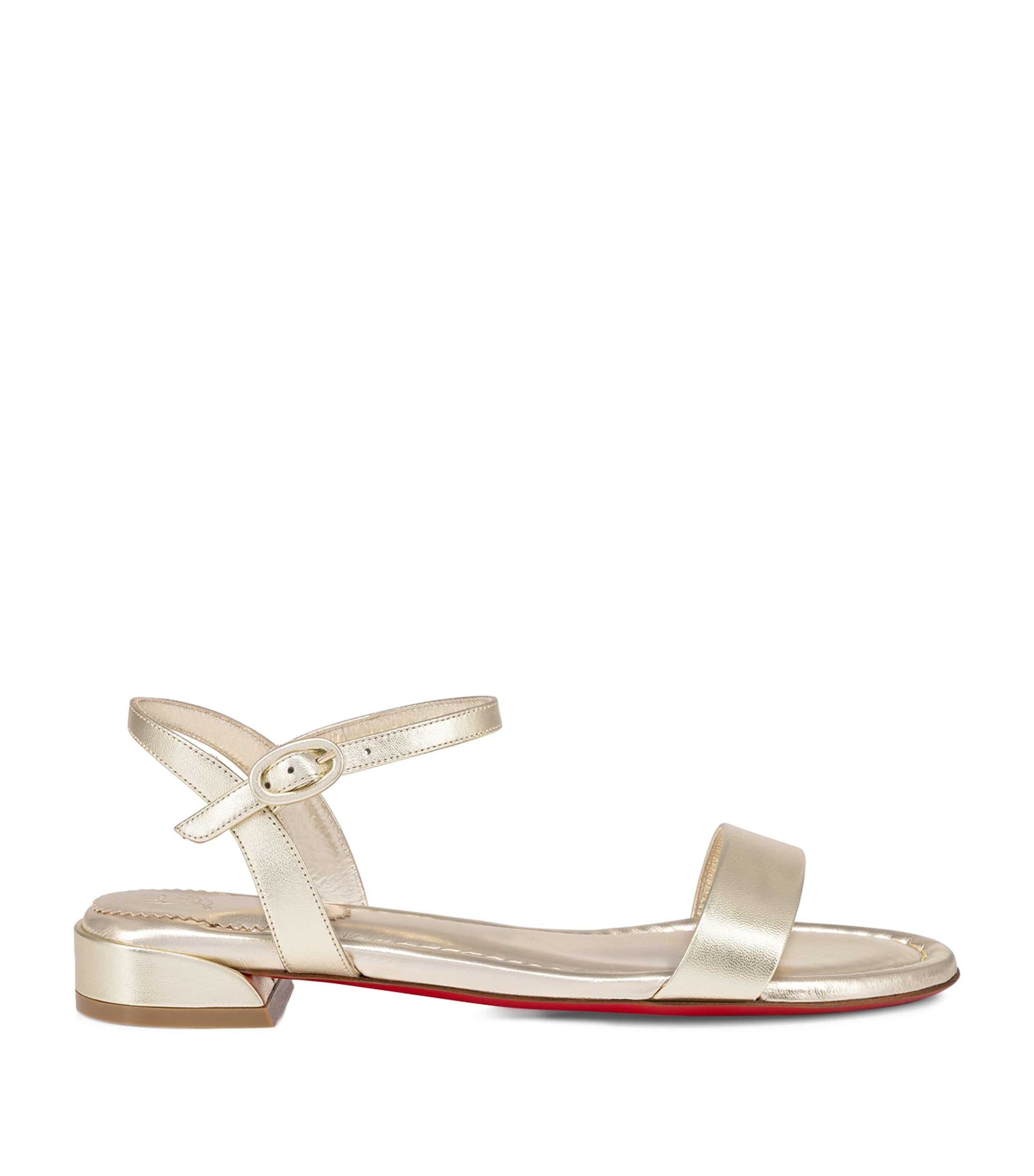 Christian Louboutin Sweet Jane Red Sole Ankle-strap Sandals In Gold