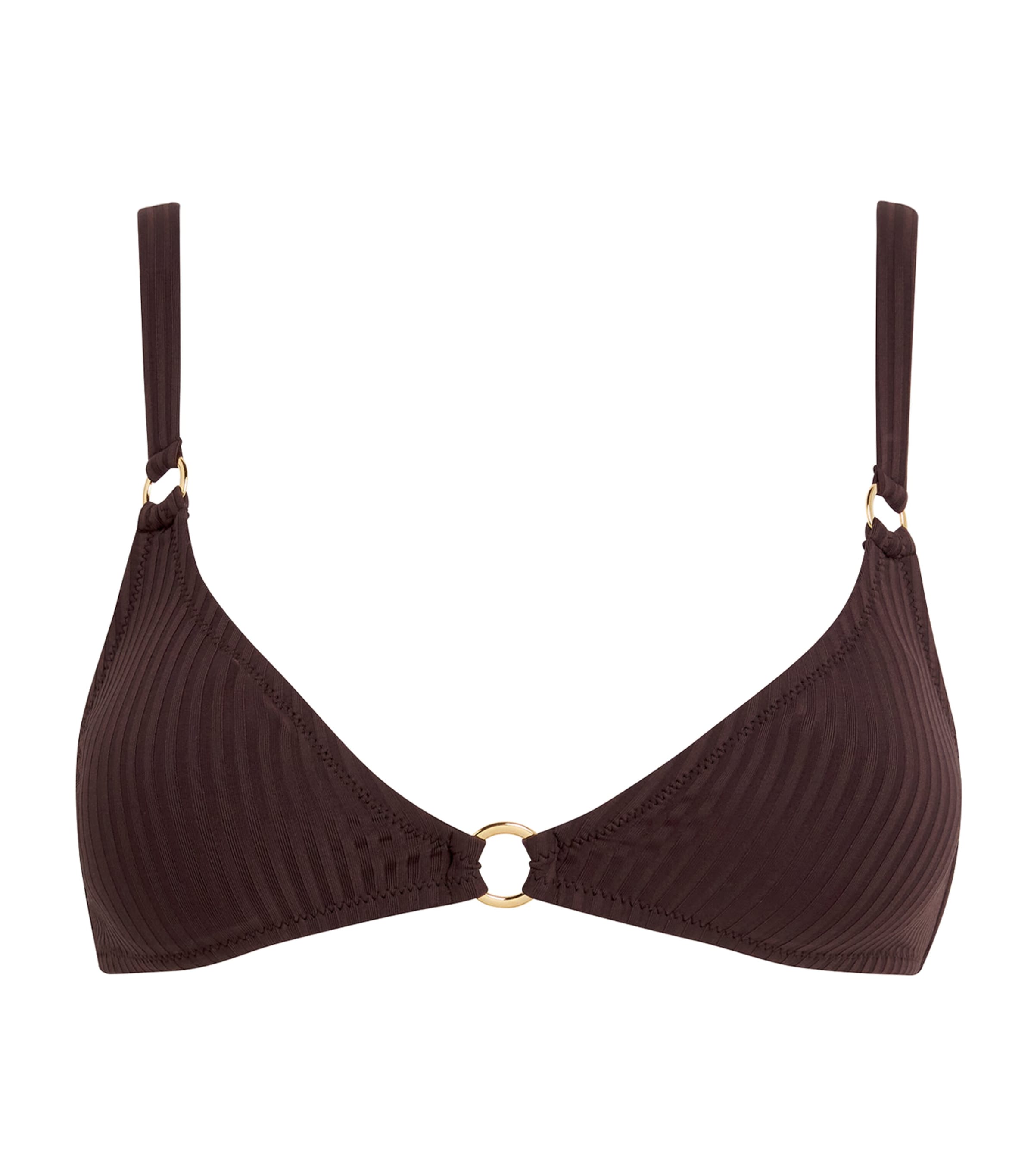 Melissa Odabash Ribbed Montenegro Triangle Bikini Top In Brown
